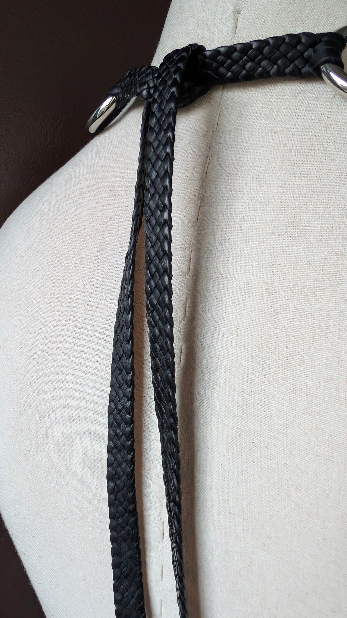 Zanta African Inspired Leather Necklace, Basket Weave Collar Bib Style Neckpiece - SS1128