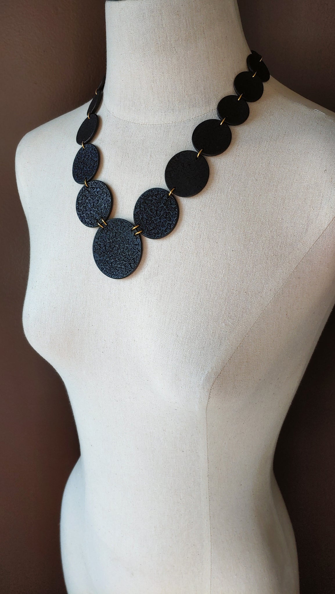 Butterfly Leather Disk Necklace