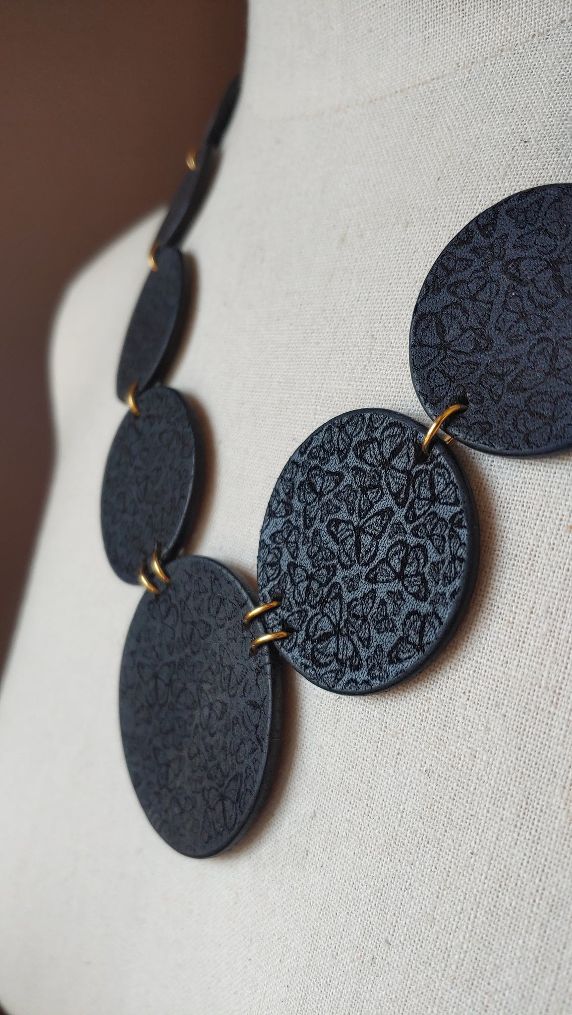 Butterfly Leather Disk Necklace