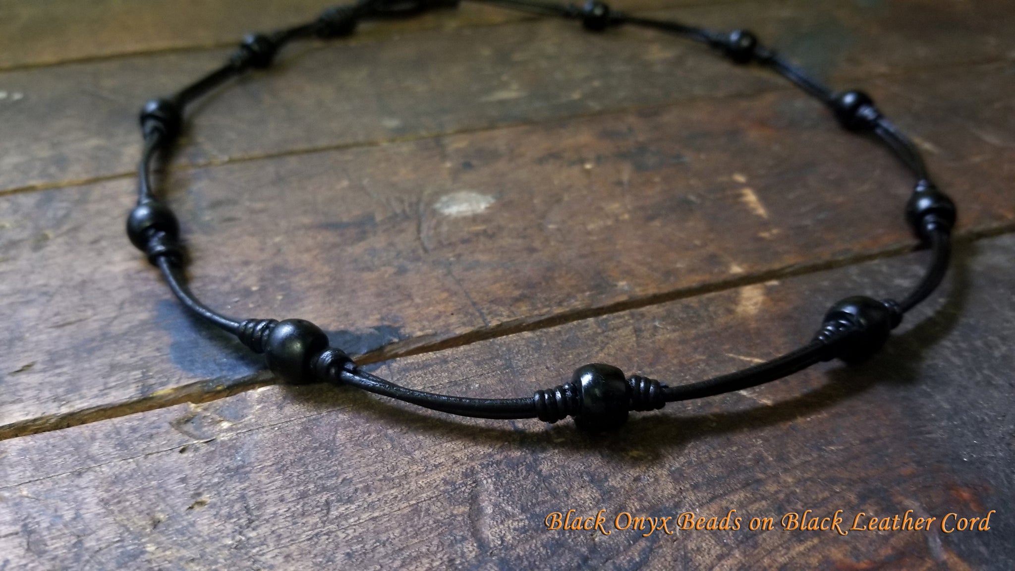 Chuma African Trade Beads Leather Necklace w/ Leather Toggle Button & Loop Clasp - CHNeck1111