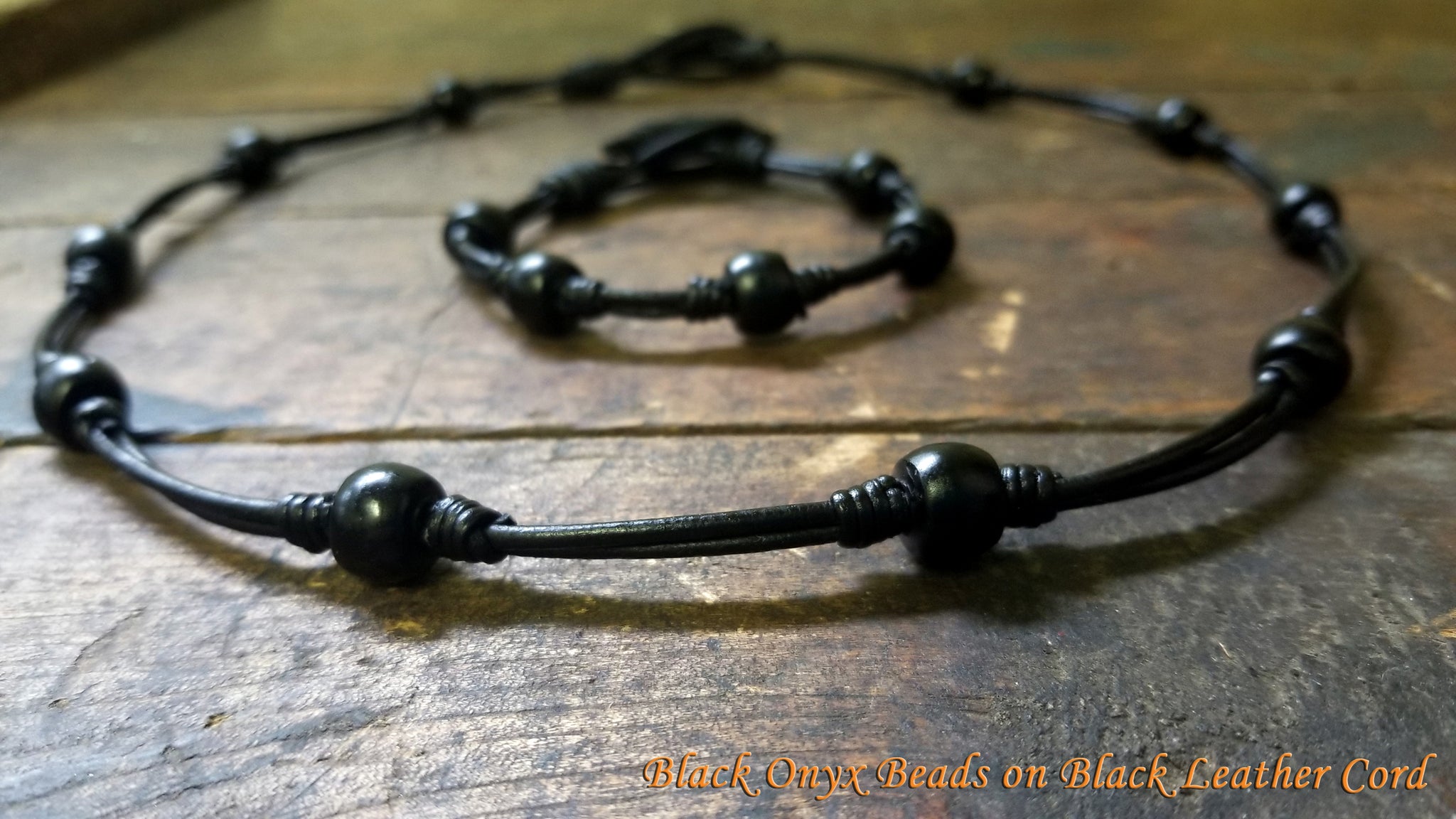 Chuma African Trade Beads Leather Necklace w/ Leather Toggle Button & Loop Clasp - CHNeck1111