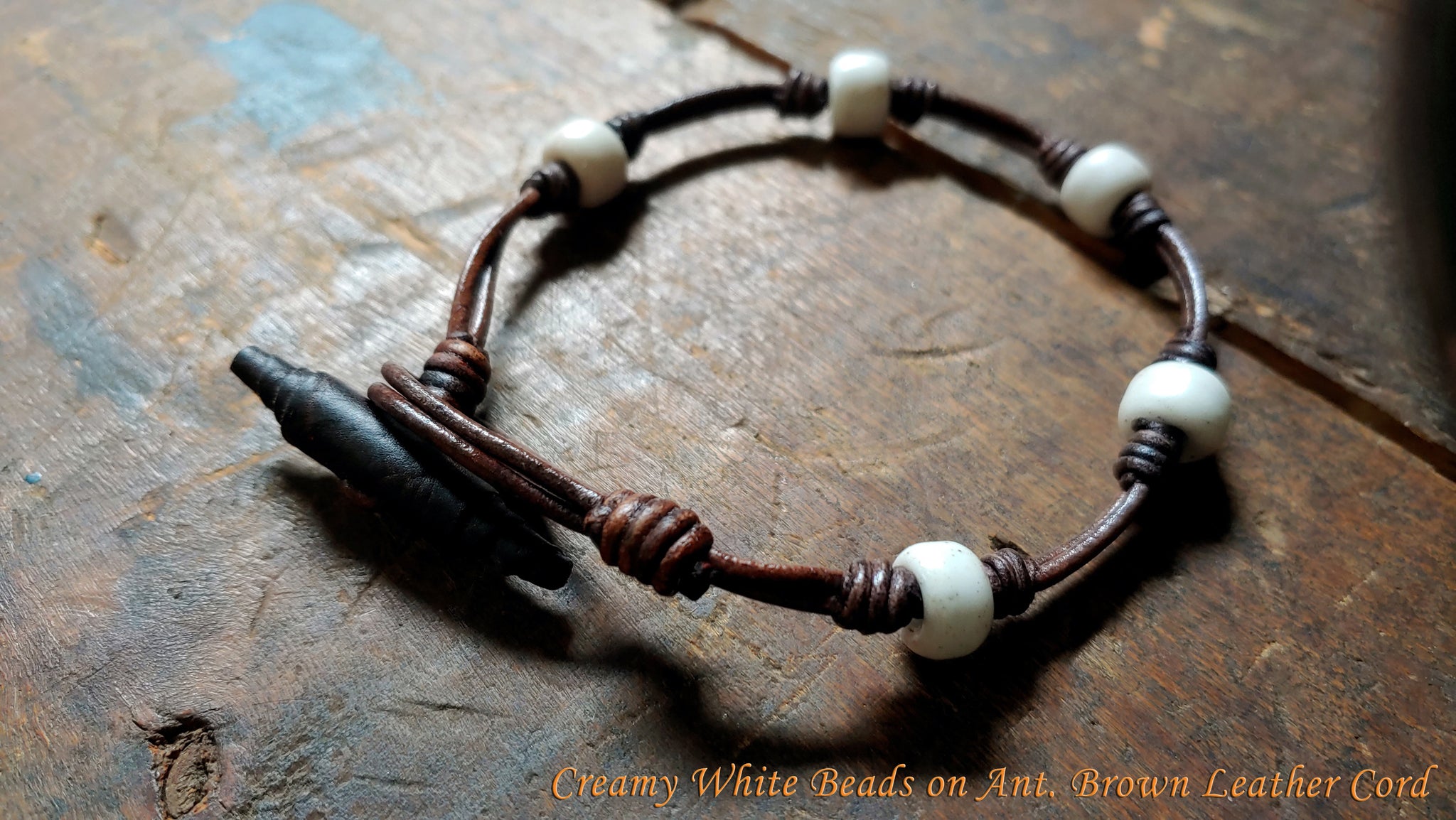 Chuma Leather Bracelet w/ Leather Toggle Button & Loop Clasp - CB1111