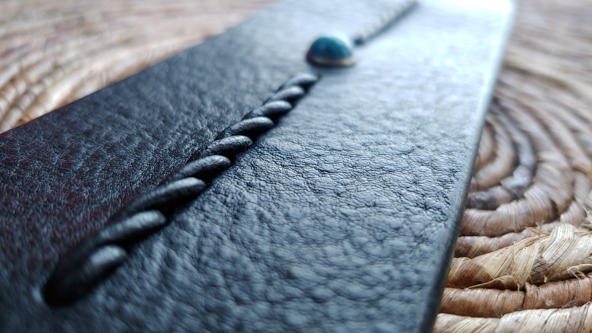 EXTRA WIDE Reyes Turquoise Leather Bracelet | Men's Women's Braided Leather Bracelet - SS1118-W