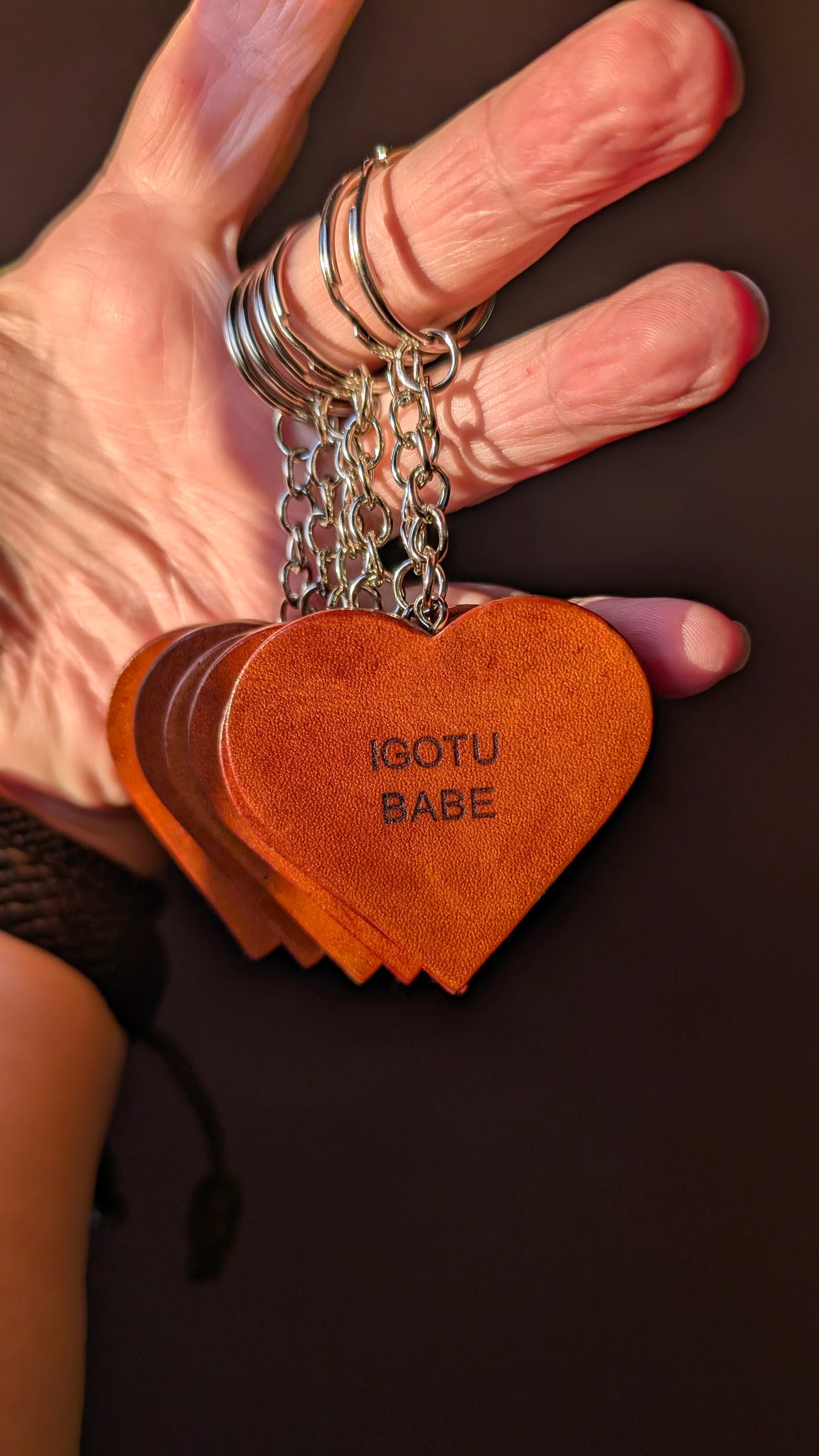Leather Heart Key Chain Charm, Love or Comfort Engraved Quotes Key Ring