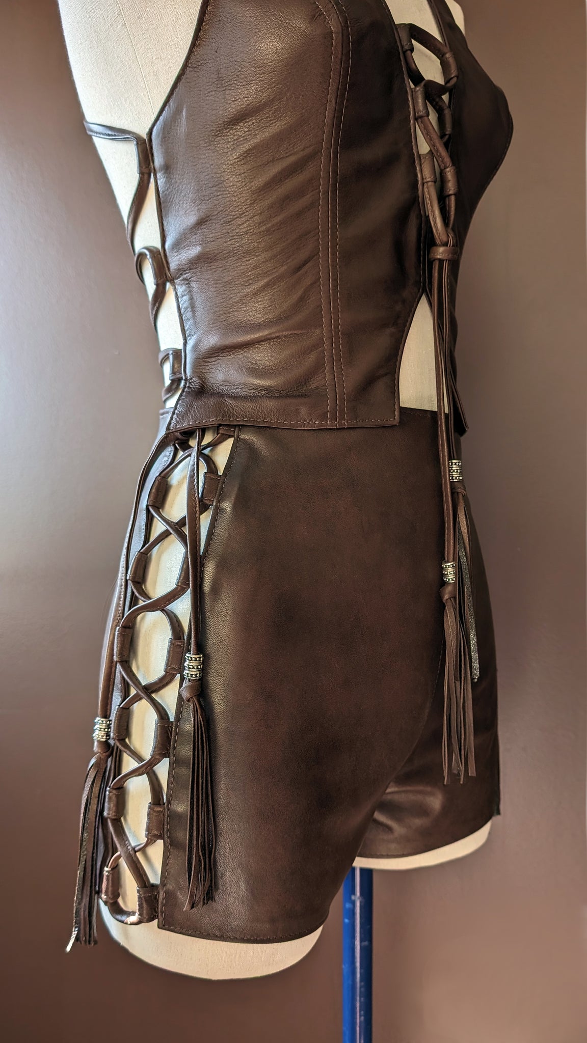 Heaven Sheepskin Leather Shorts | Lace Up Side Legs - SS-1133-SH
