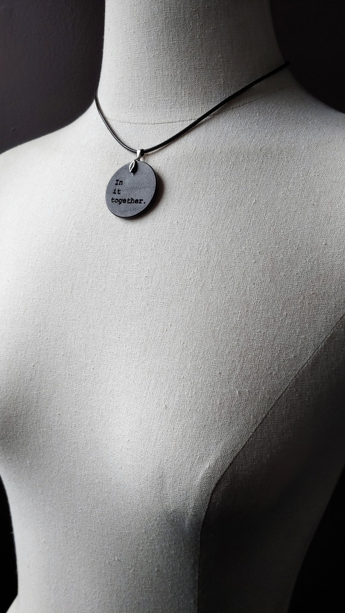 The Compassion Genuine Leather Necklace with Sterling Silver Leaf Bail & Lobster Clasp