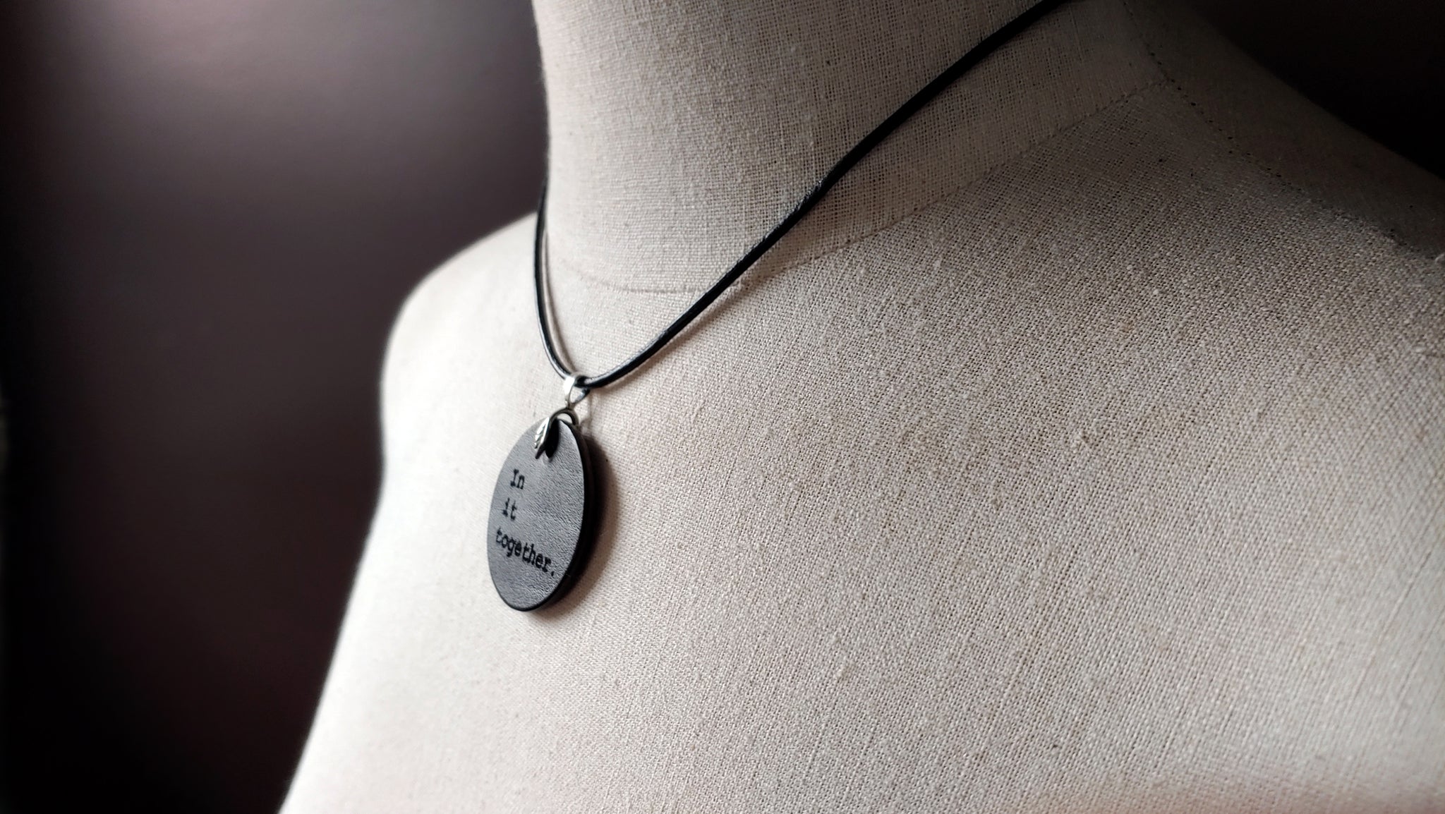 The Compassion Genuine Leather Necklace with Sterling Silver Leaf Bail & Lobster Clasp