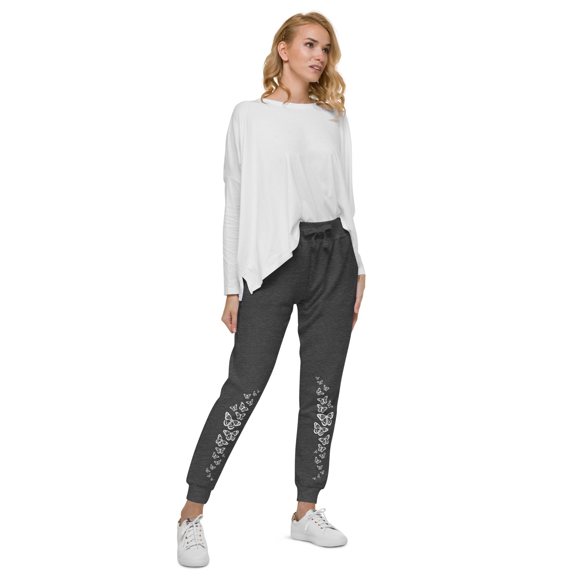 Body Heart & Soul Sweatpants | Butterfly Printed Straight Cut Pants | Streetwear Style Attire | Women's Fashion