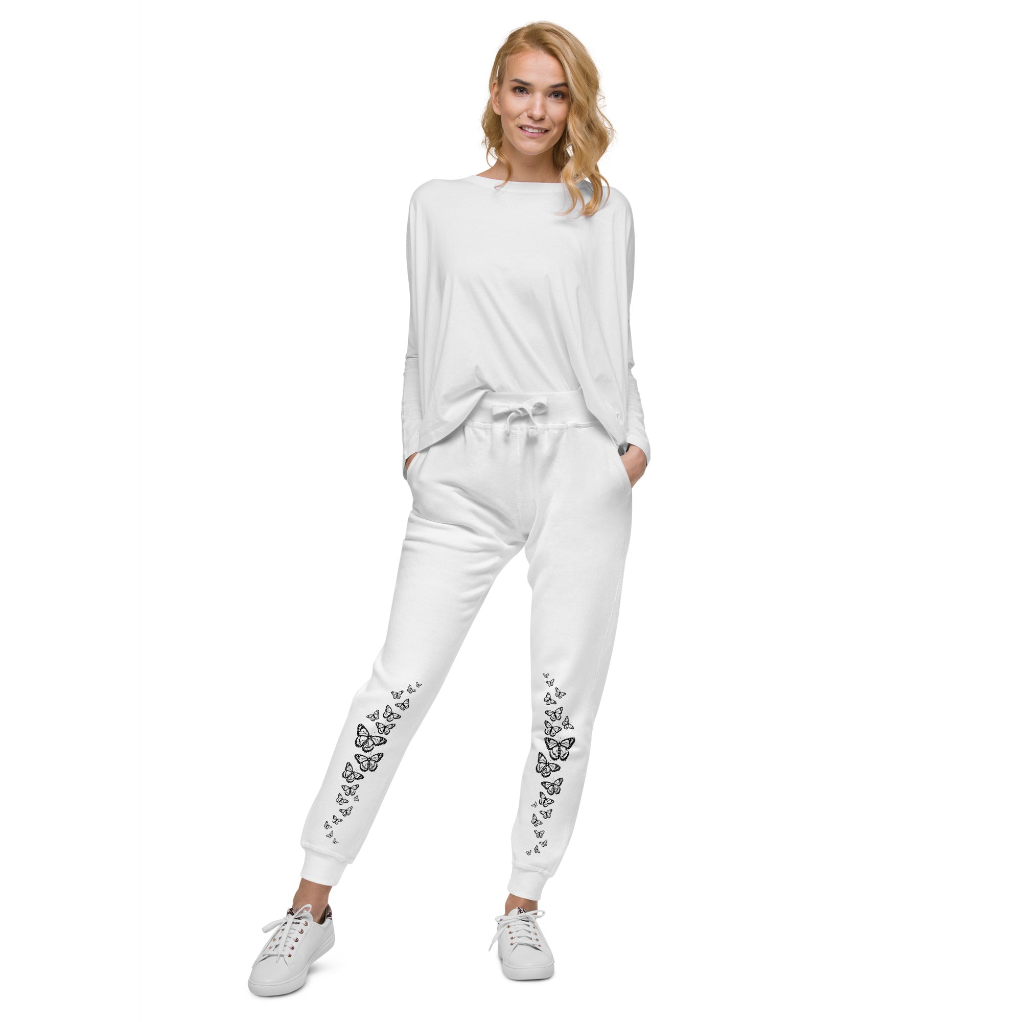 Body Heart & Soul Sweatpants | Butterfly Printed Straight Cut Pants | Streetwear Style Attire | Women's Fashion
