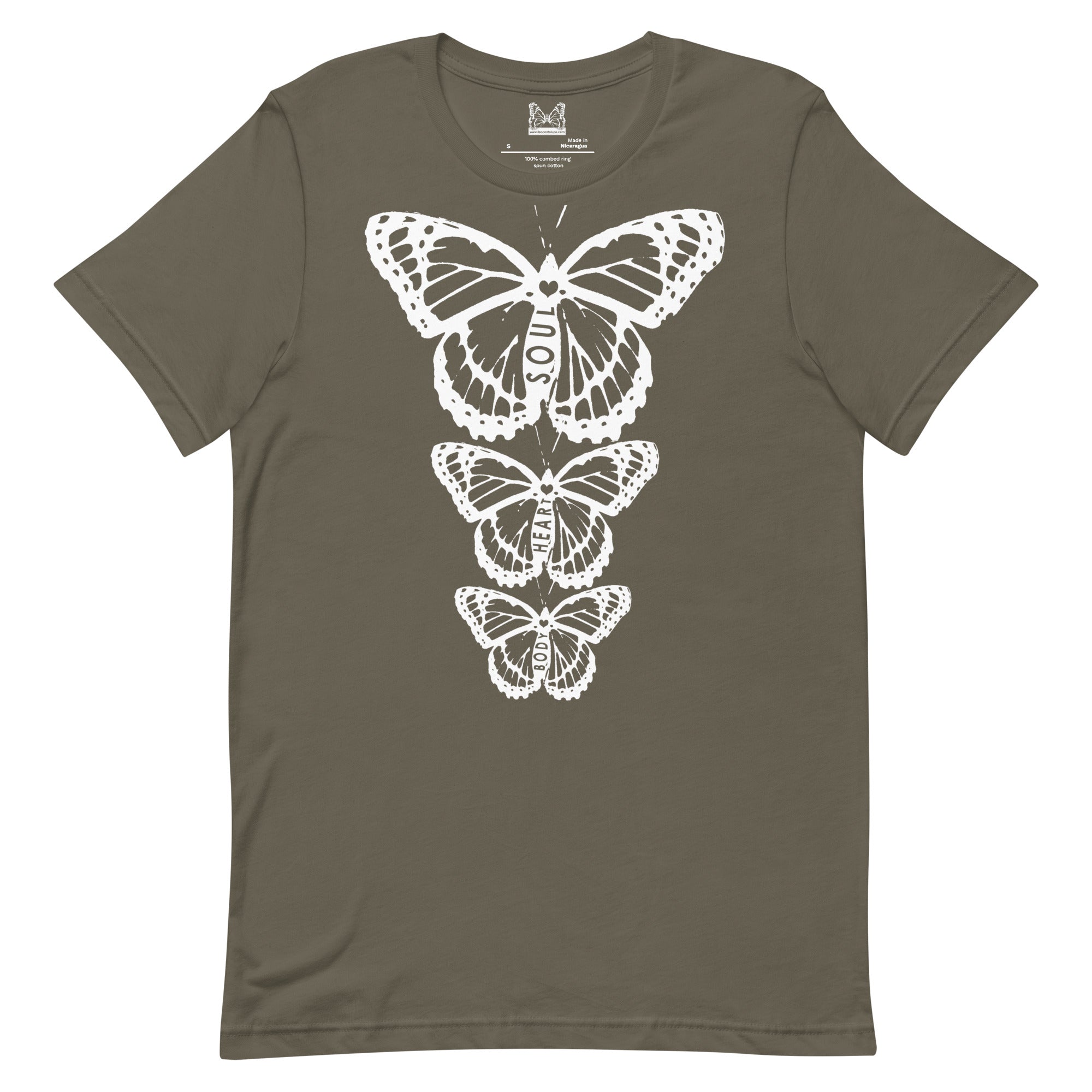 Body Heart & Soul Butterfly Unisex Graphic Colored T-Shirts