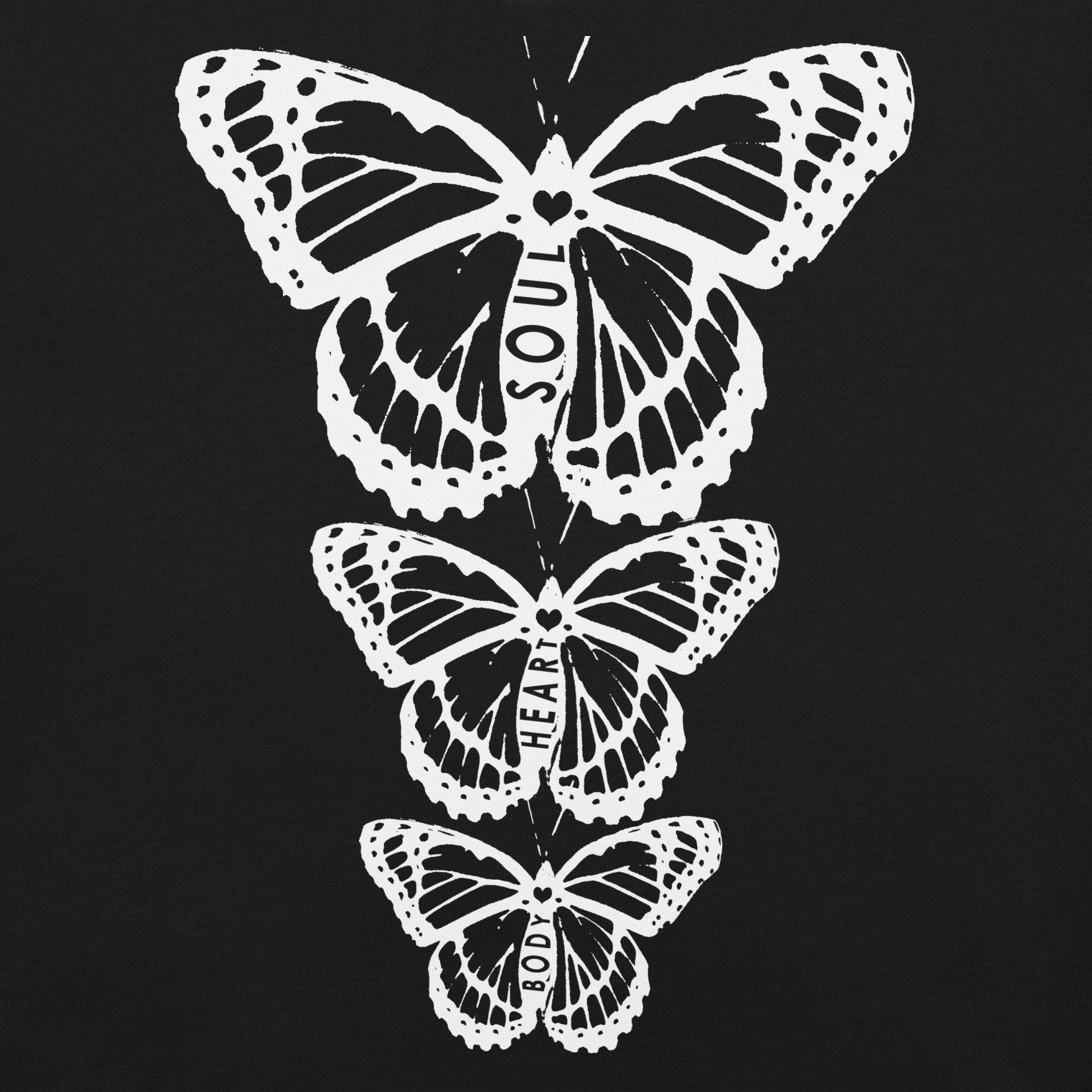 Body Heart & Soul Butterfly Unisex Graphic Colored T-Shirts