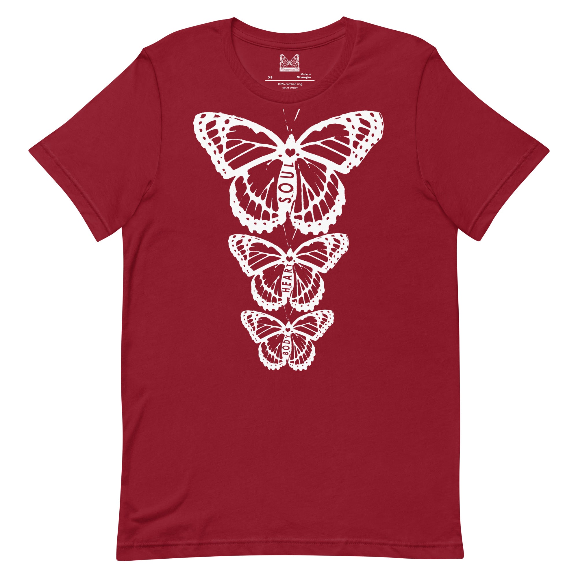 Body Heart & Soul Butterfly Unisex Graphic Colored T-Shirts