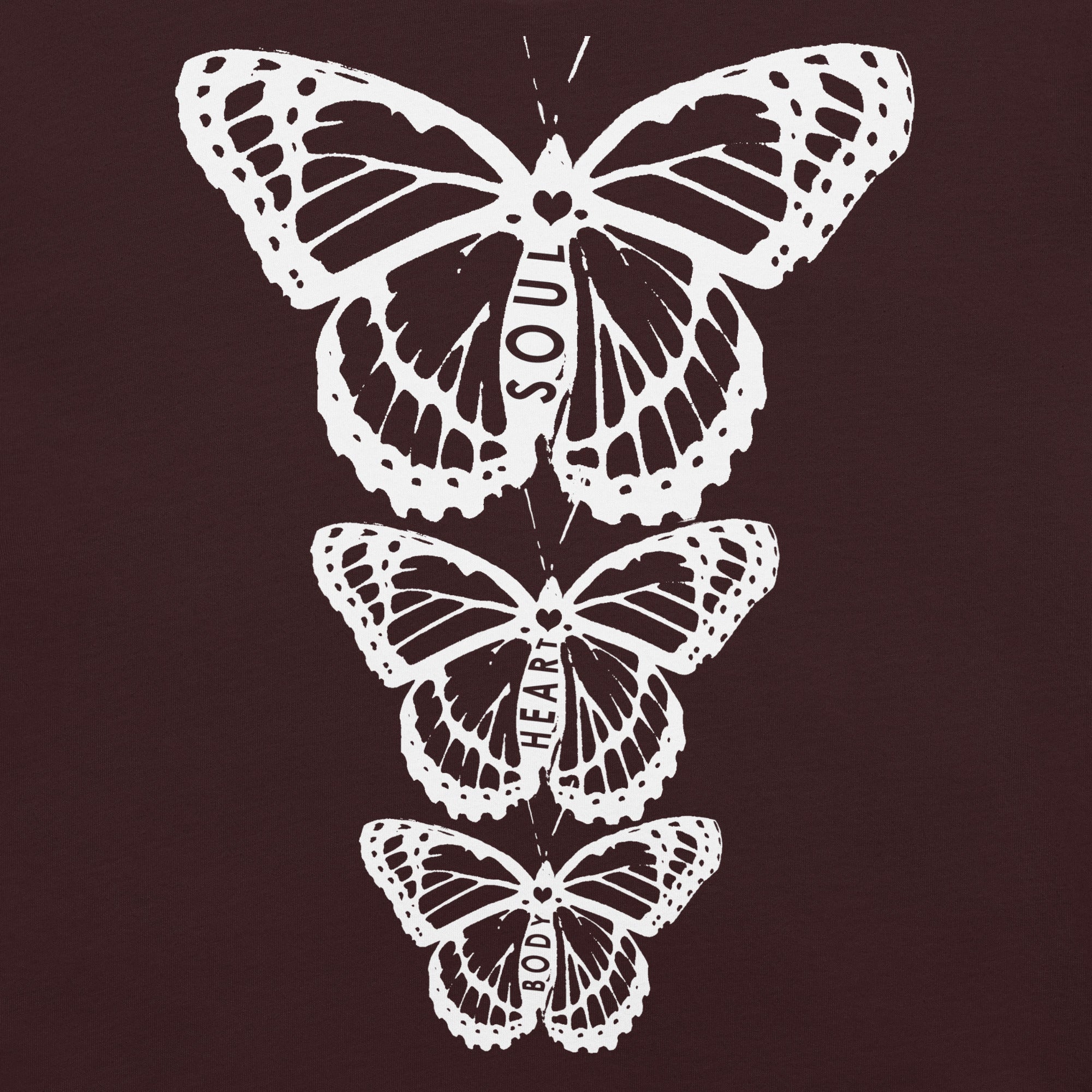Body Heart & Soul Butterfly Unisex Graphic Colored T-Shirts