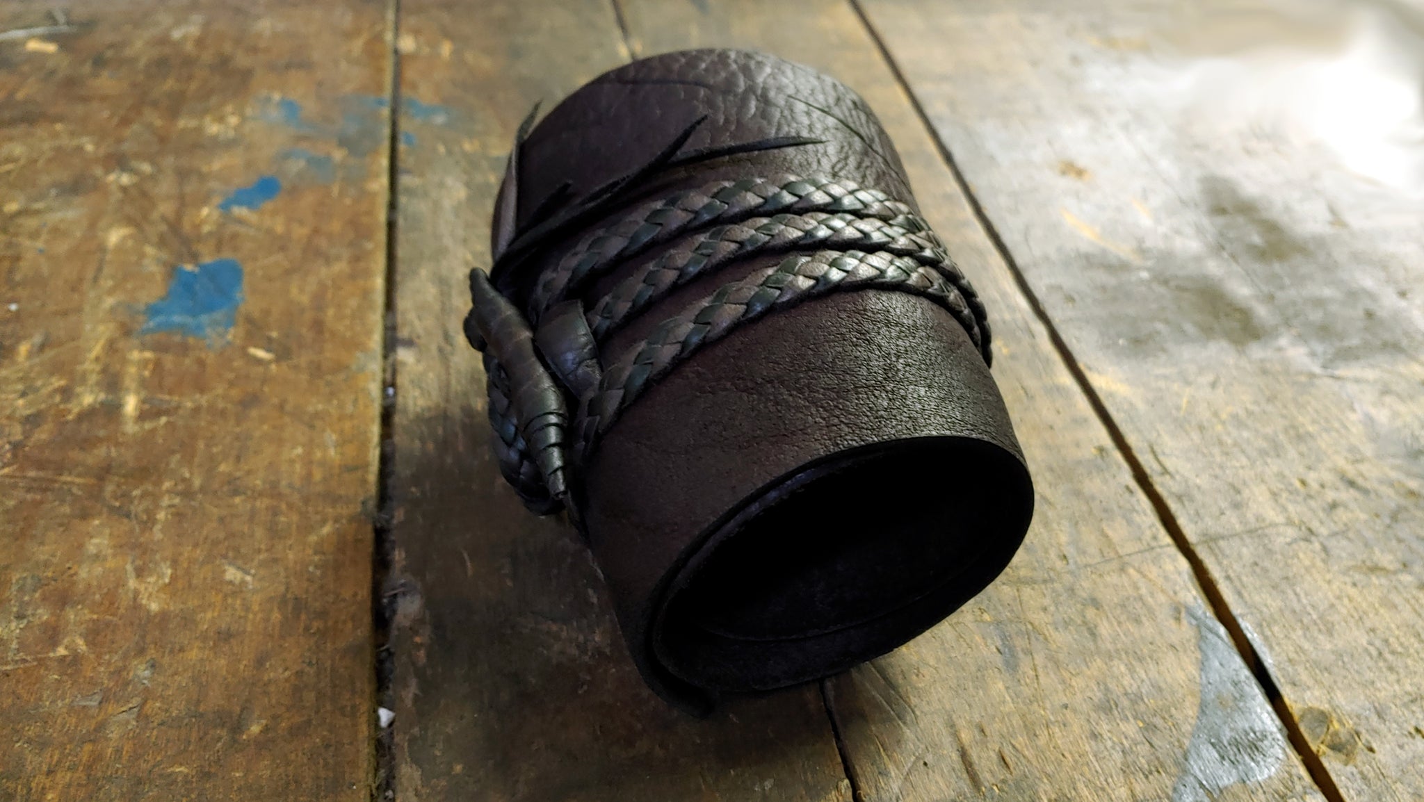 4 inch Busajja Bison Leather Wrap Cuff