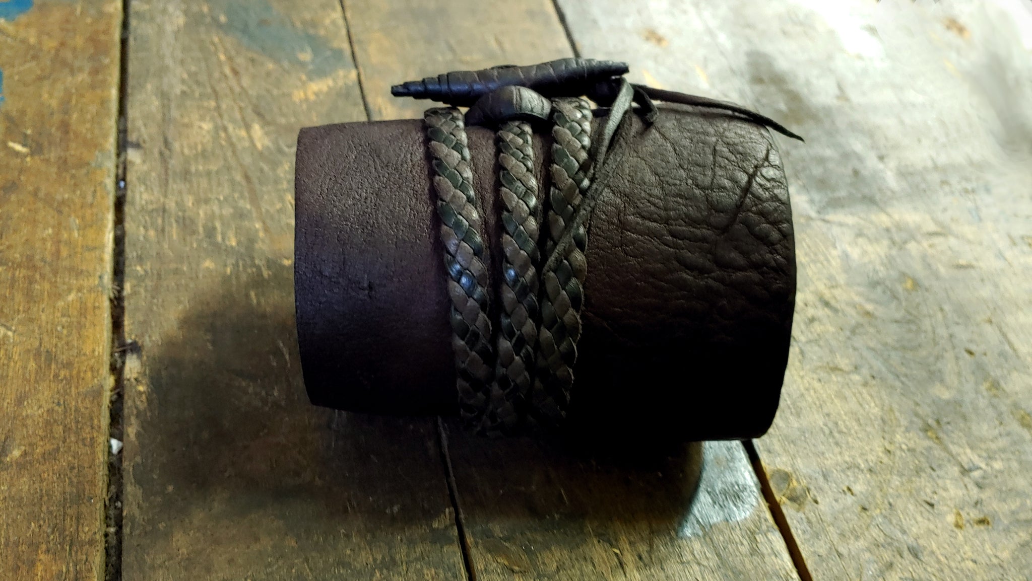 4 inch Busajja Bison Leather Wrap Cuff