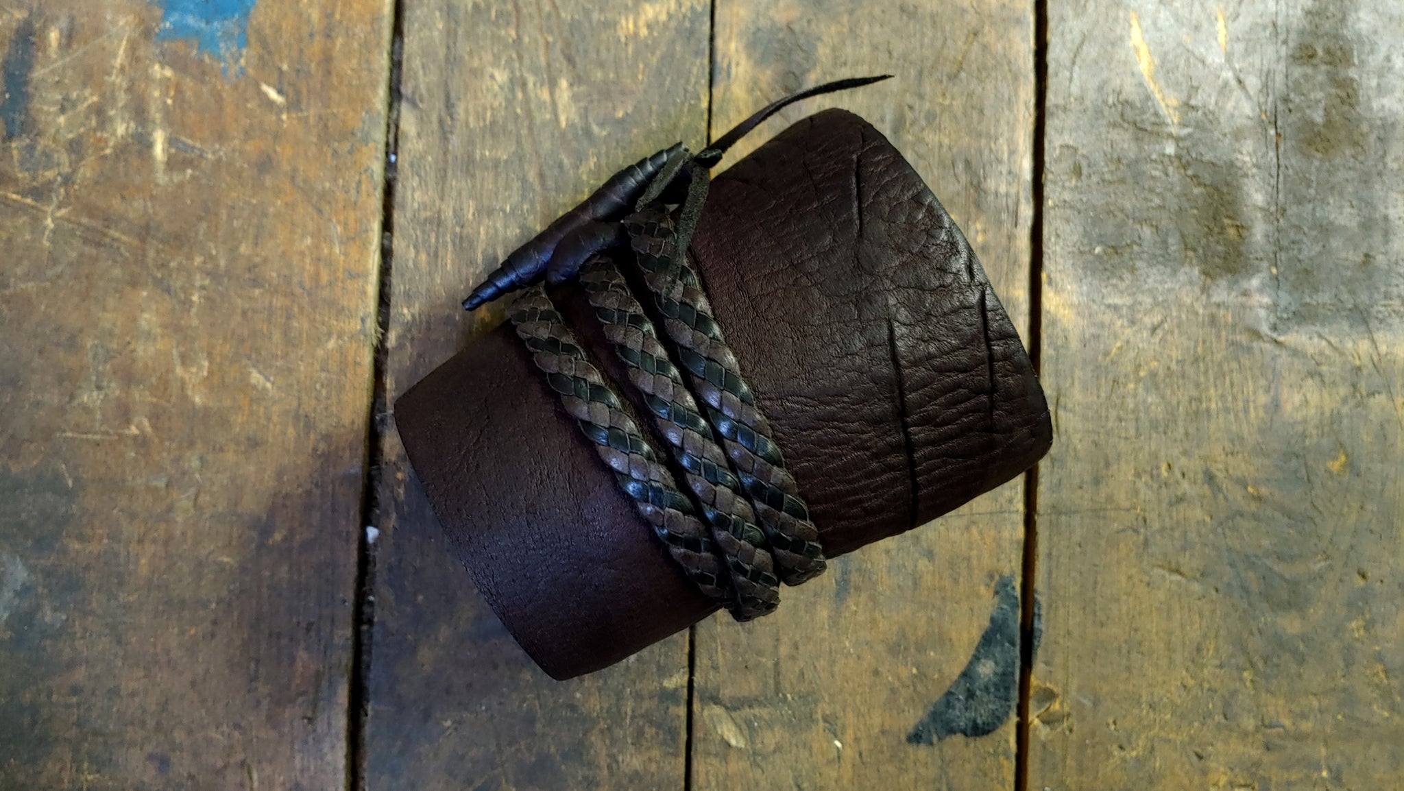 4 inch Busajja Bison Leather Wrap Cuff