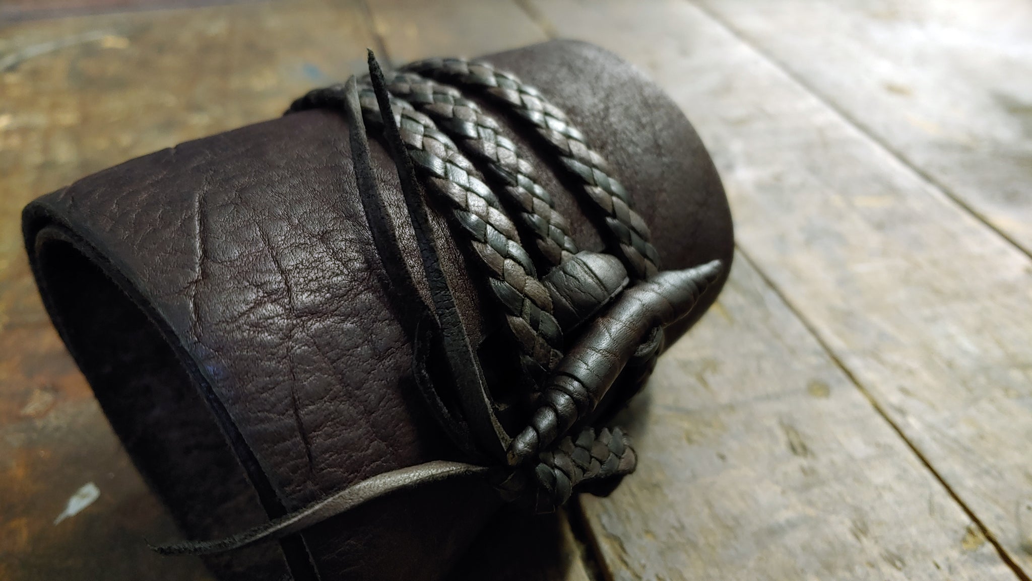 4 inch Busajja Bison Leather Wrap Cuff