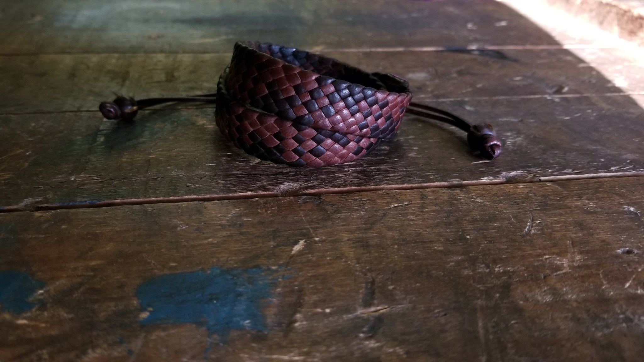 Amari Double Wrap Braided Bracelet, Mahogany and Chocoolate Deerskin