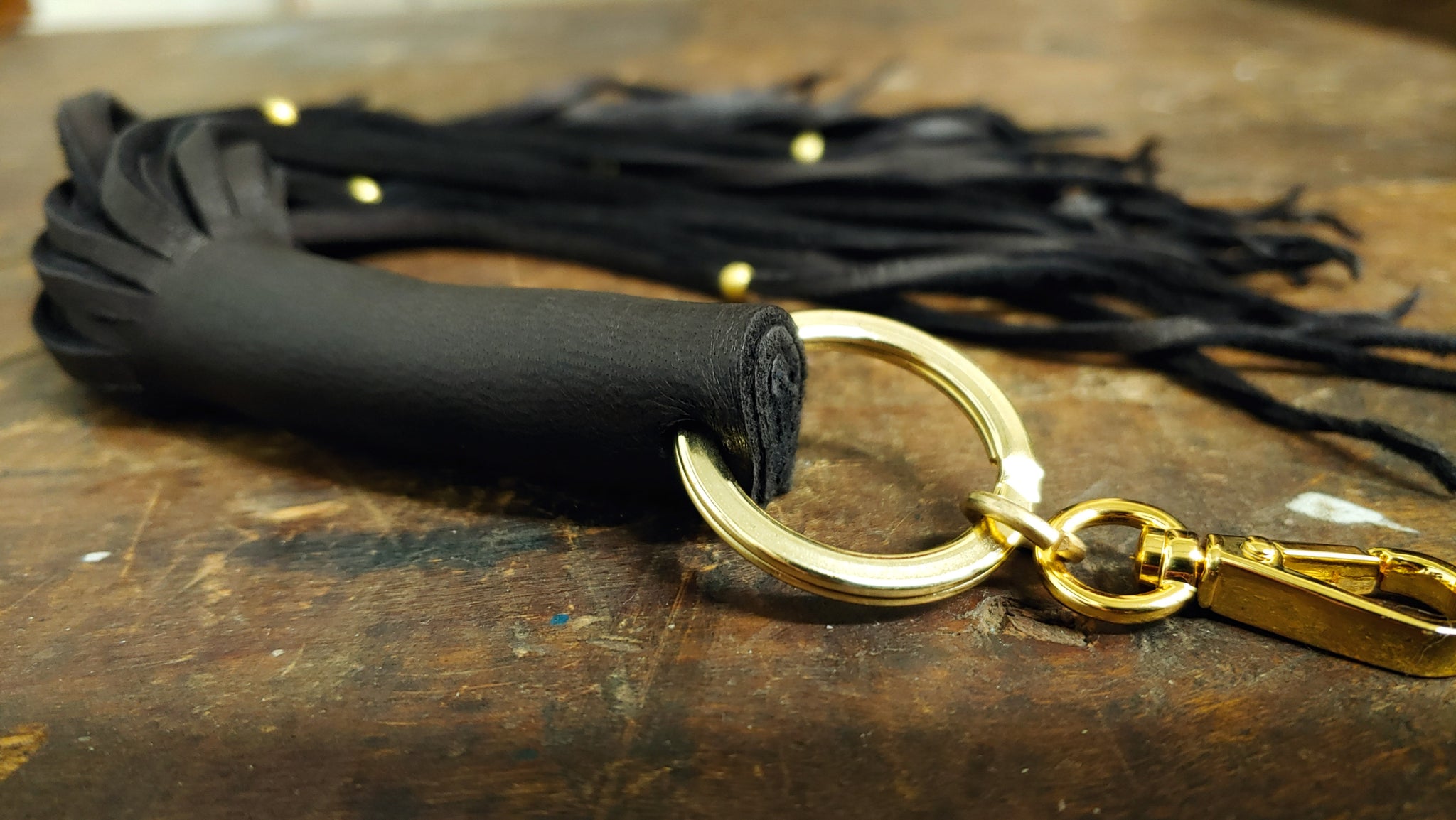 Nala Leather Flogger Tassel Key Chain with Snap Hook - Optional Beaded Fringe - SS1113