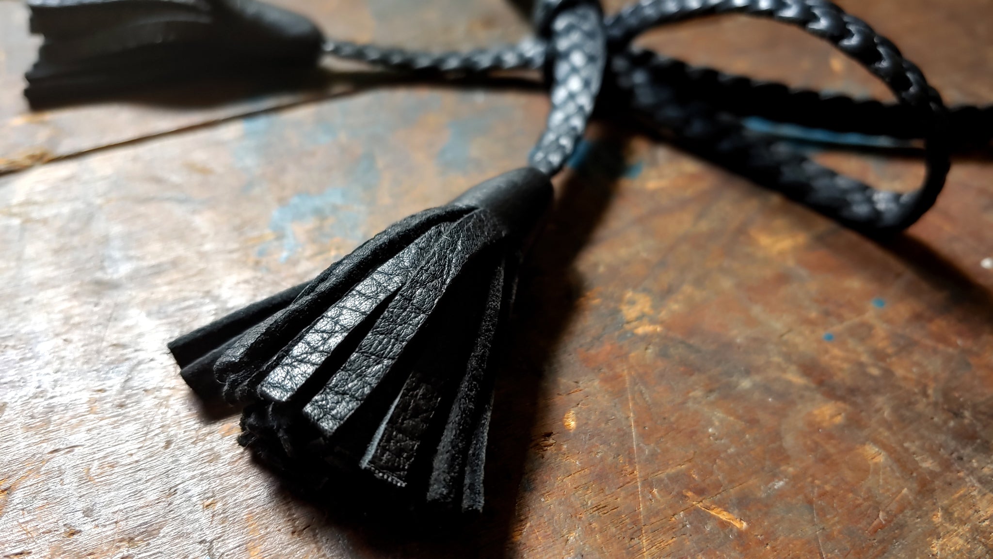 TILU Leather Tassel Braided Leather Choker Necklace, Tassel Leather Collar