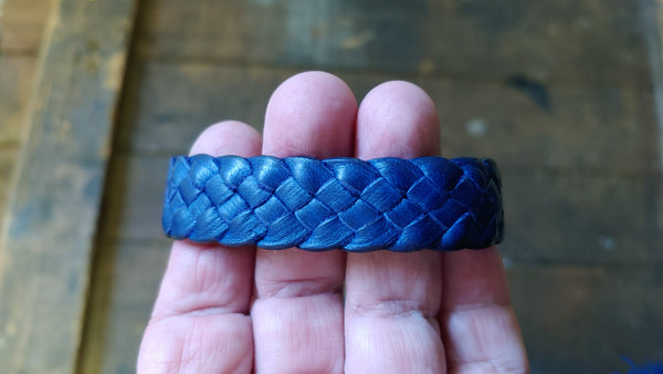 SAPPHIRE BLUE Sara Braided Leather Friendship Bracelet - 6.0 WRIST SIZE - Ready to Ship