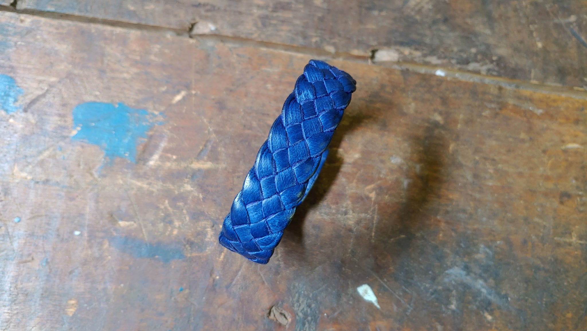 SAPPHIRE BLUE Sara Braided Leather Friendship Bracelet - 6.0 WRIST SIZE - Ready to Ship