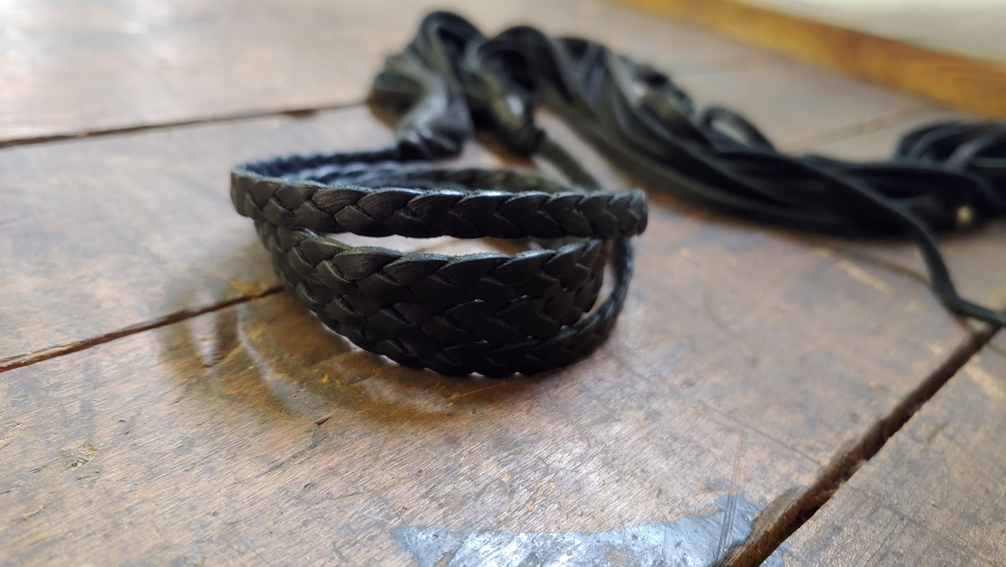 zuri braided leather choker and headband in black