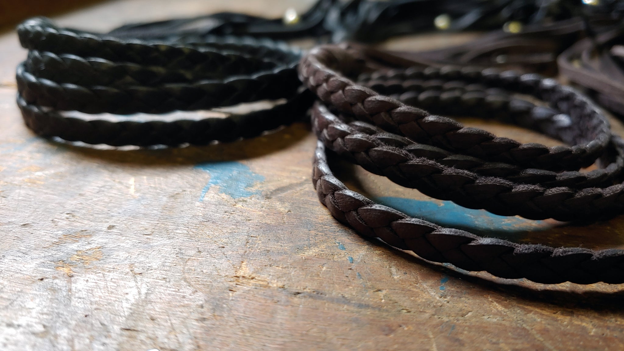 zuri braided leather choker and headband; black and brown