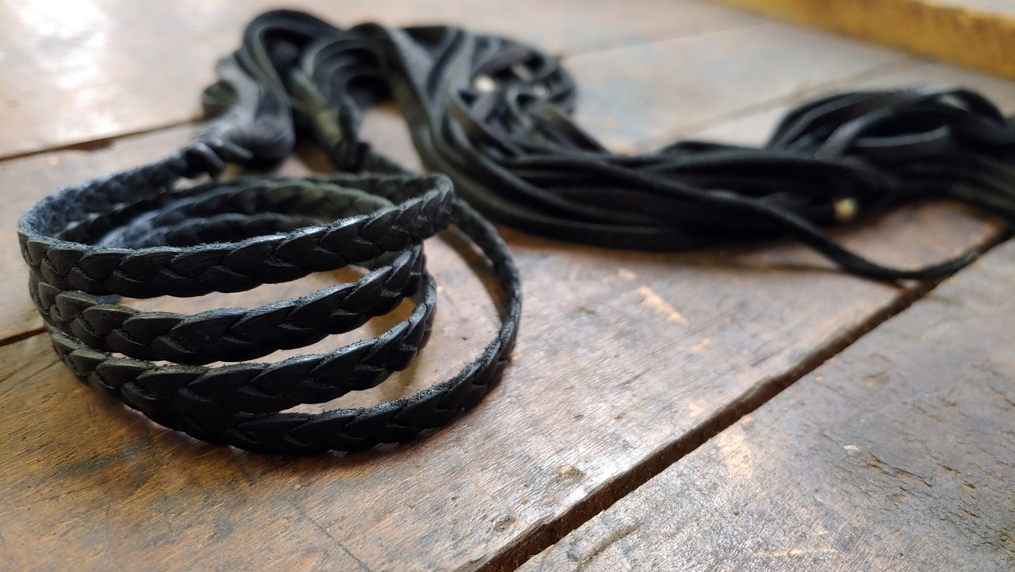 zuri braided leather choker and headband; black
