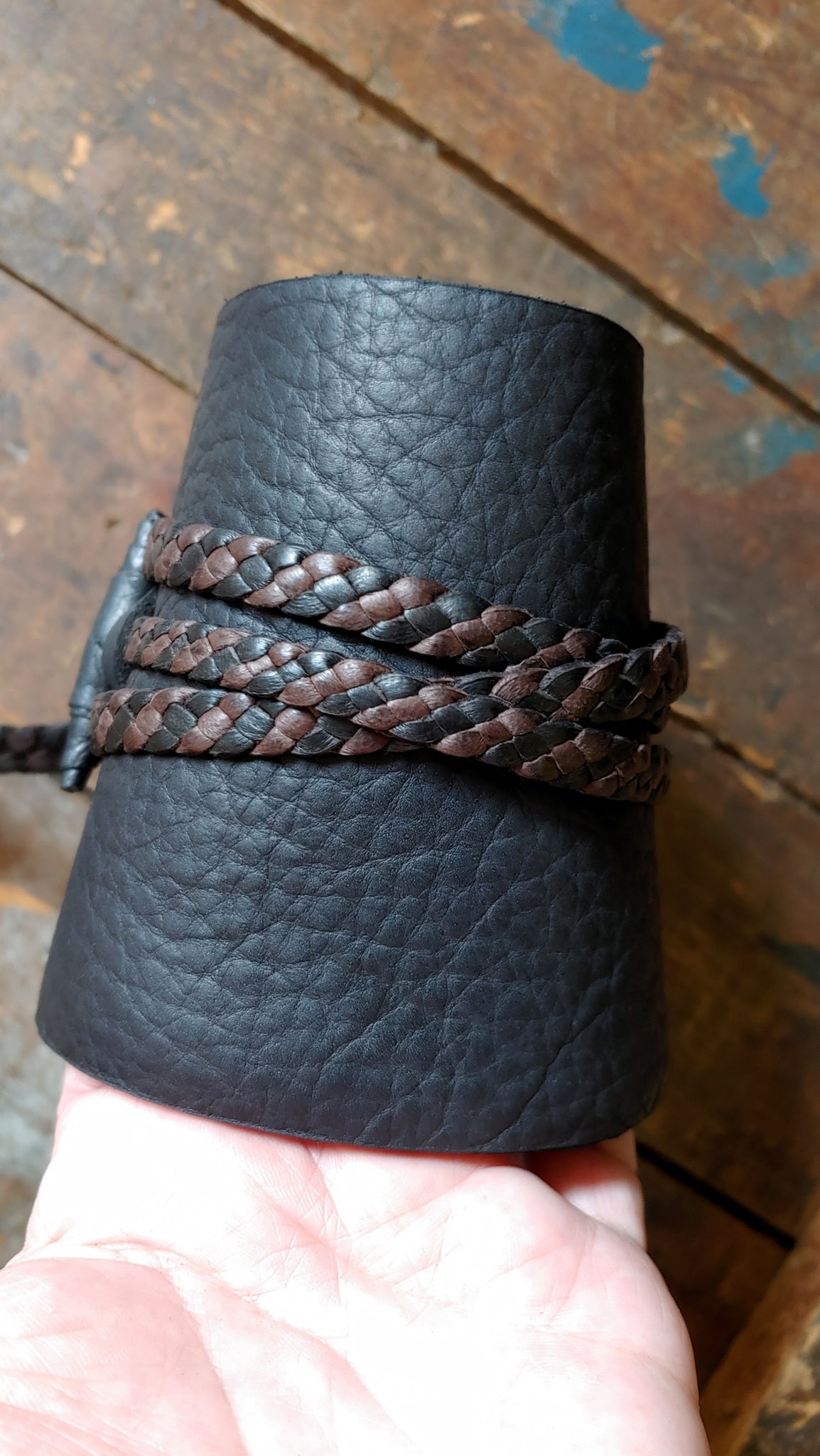 4 inch Busajja Bison Leather Wrap Cuff