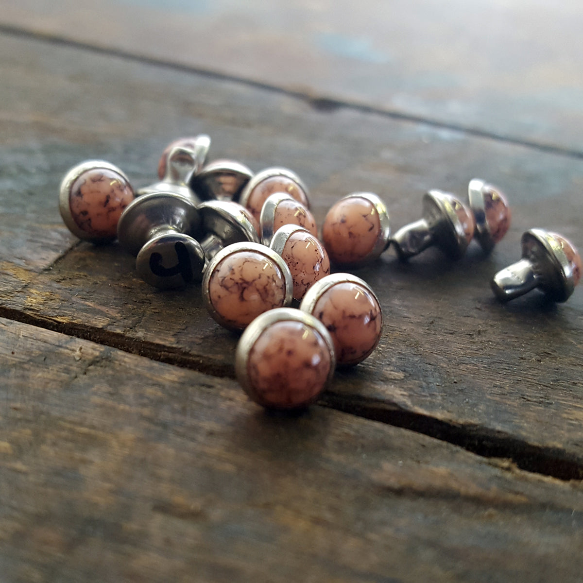 optional coral rivets for Trinity Turquoise Window Wide Leather Cuff