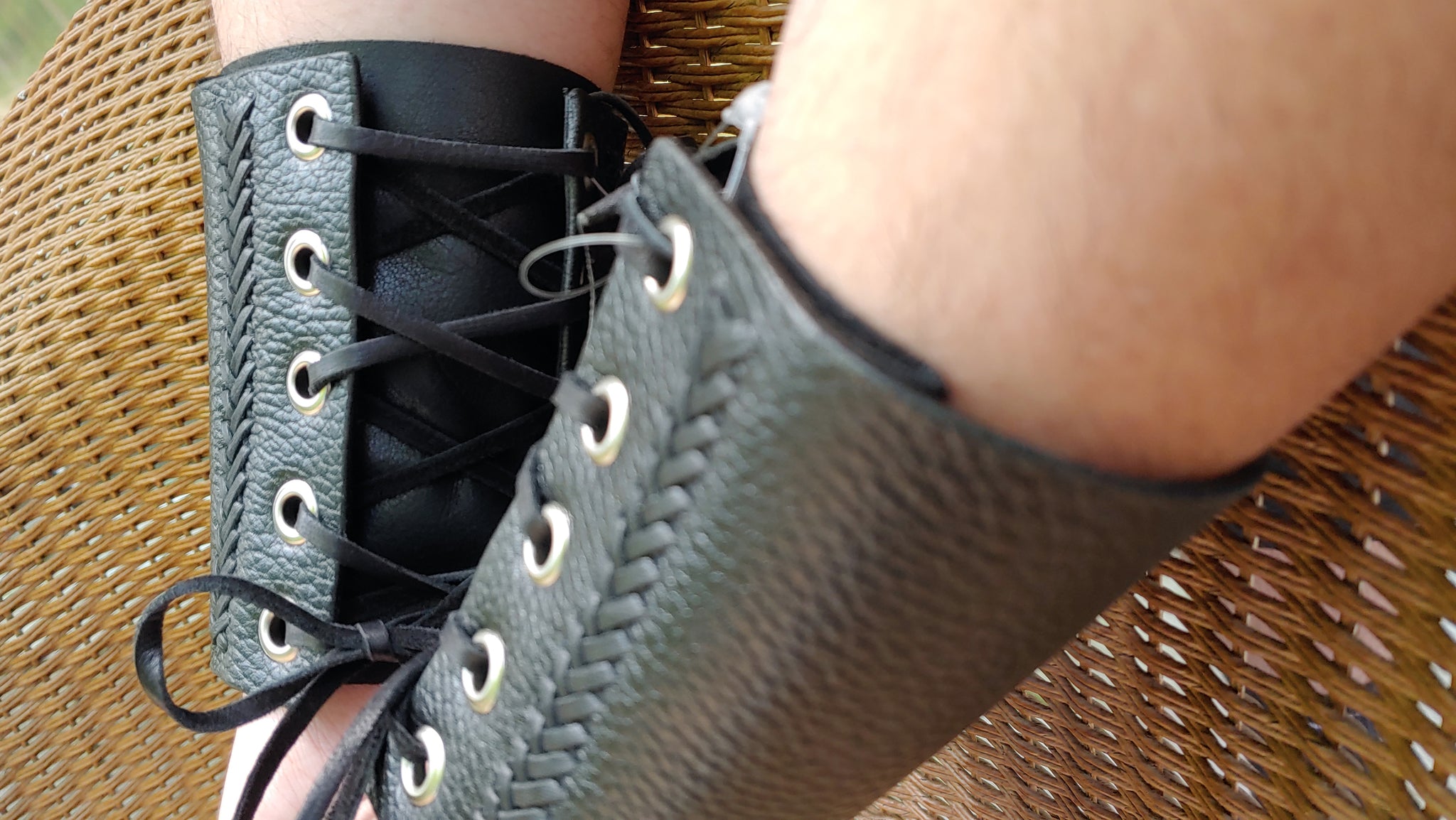 JAJA - 2 Corset Style Braided Leather Cuff Bracelets - pair