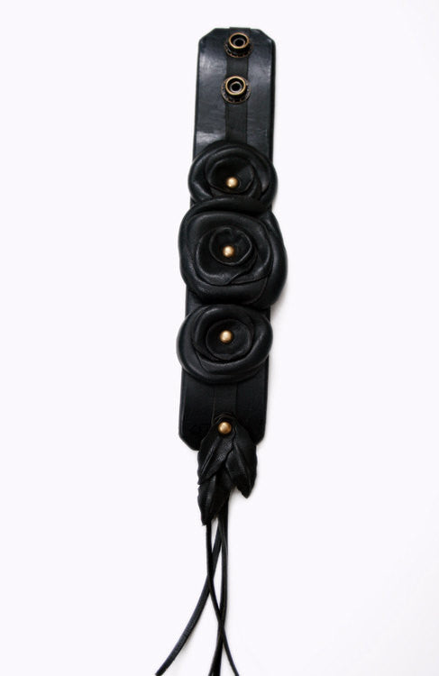 Autumn Rose Leather Flower Cuff - SS1081