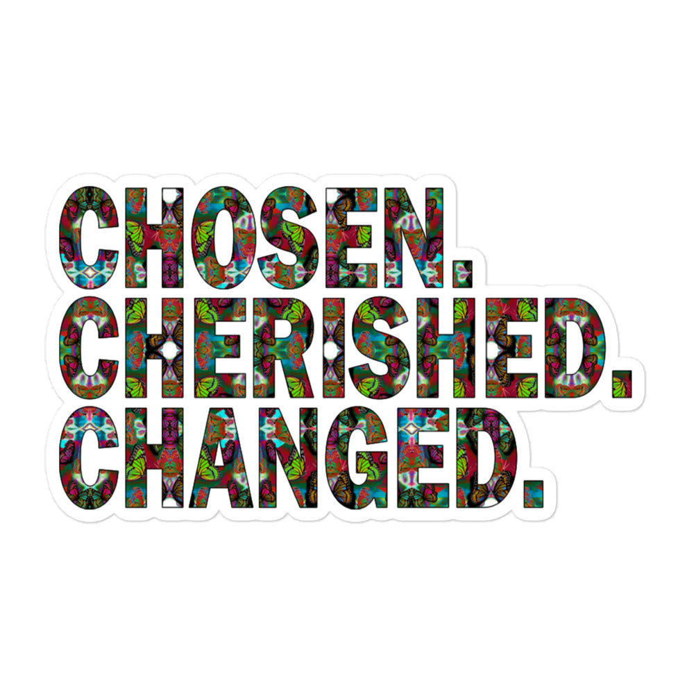 Chosen. Cherished. Changed. Vinyl Sticker, Motivational Christian Quote, God's Love Sticker, Laptop & Water Bottle Sticker