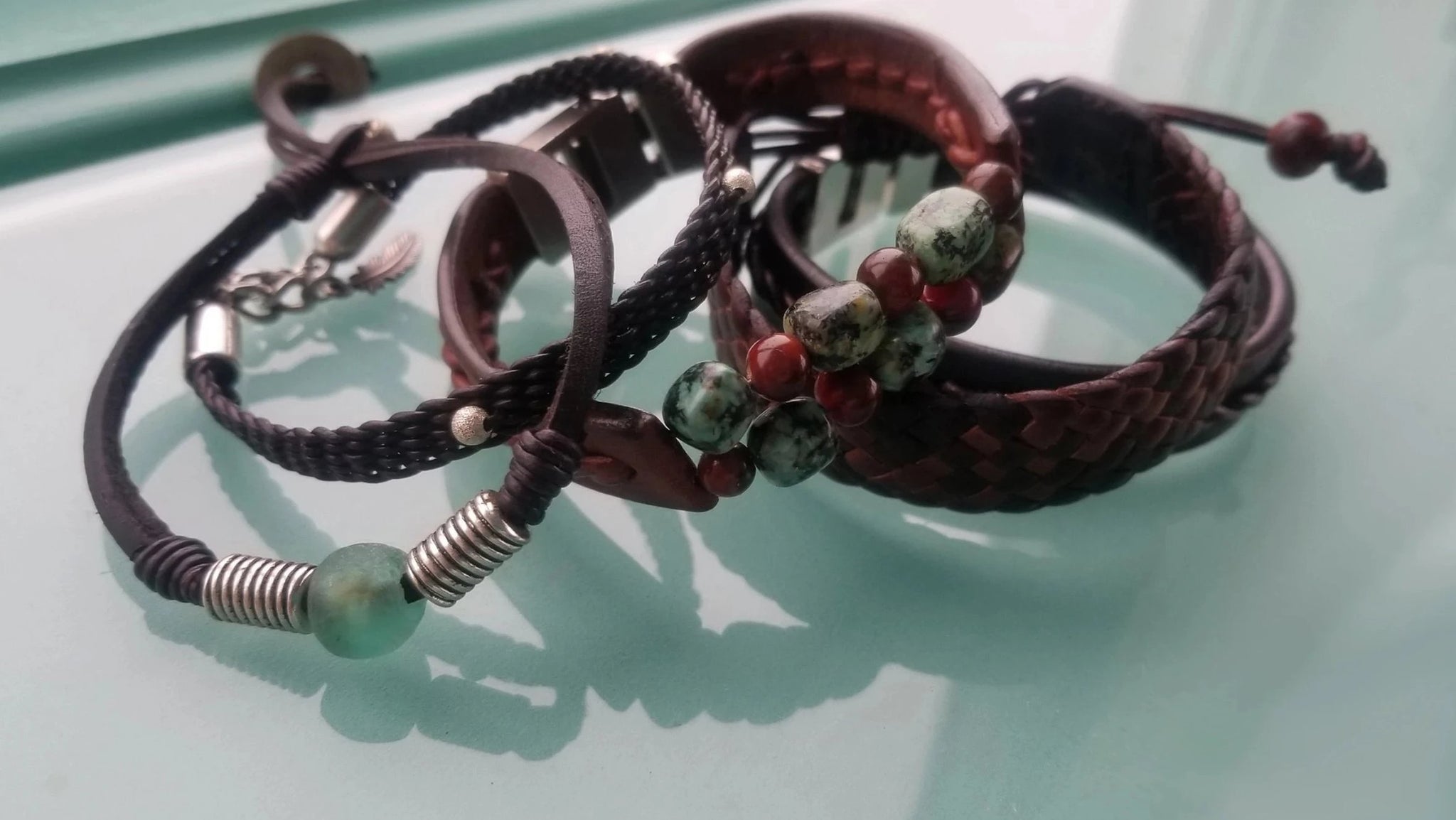 Lisa's Five Favorite bracelets in the leather mix option with silver beads