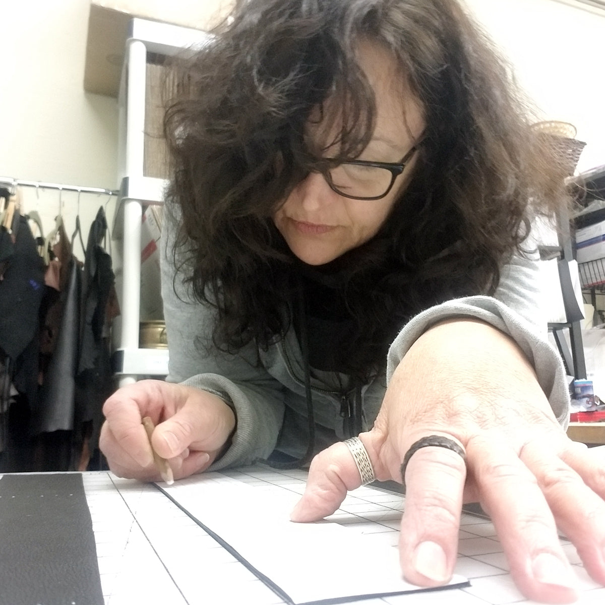Designer and leather artisan Lisa Cantalupo making a Shani, Braided Leather Cuff Bracelet