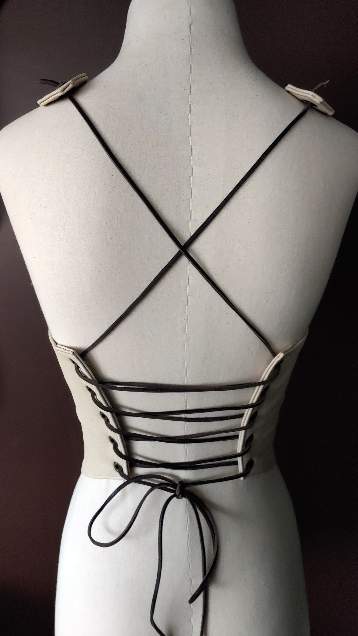 Rebel Leather Halter Top | Vest Style, Lace Up, Backless, PLONGE (Cow) Leather Top  - SS1134-PL