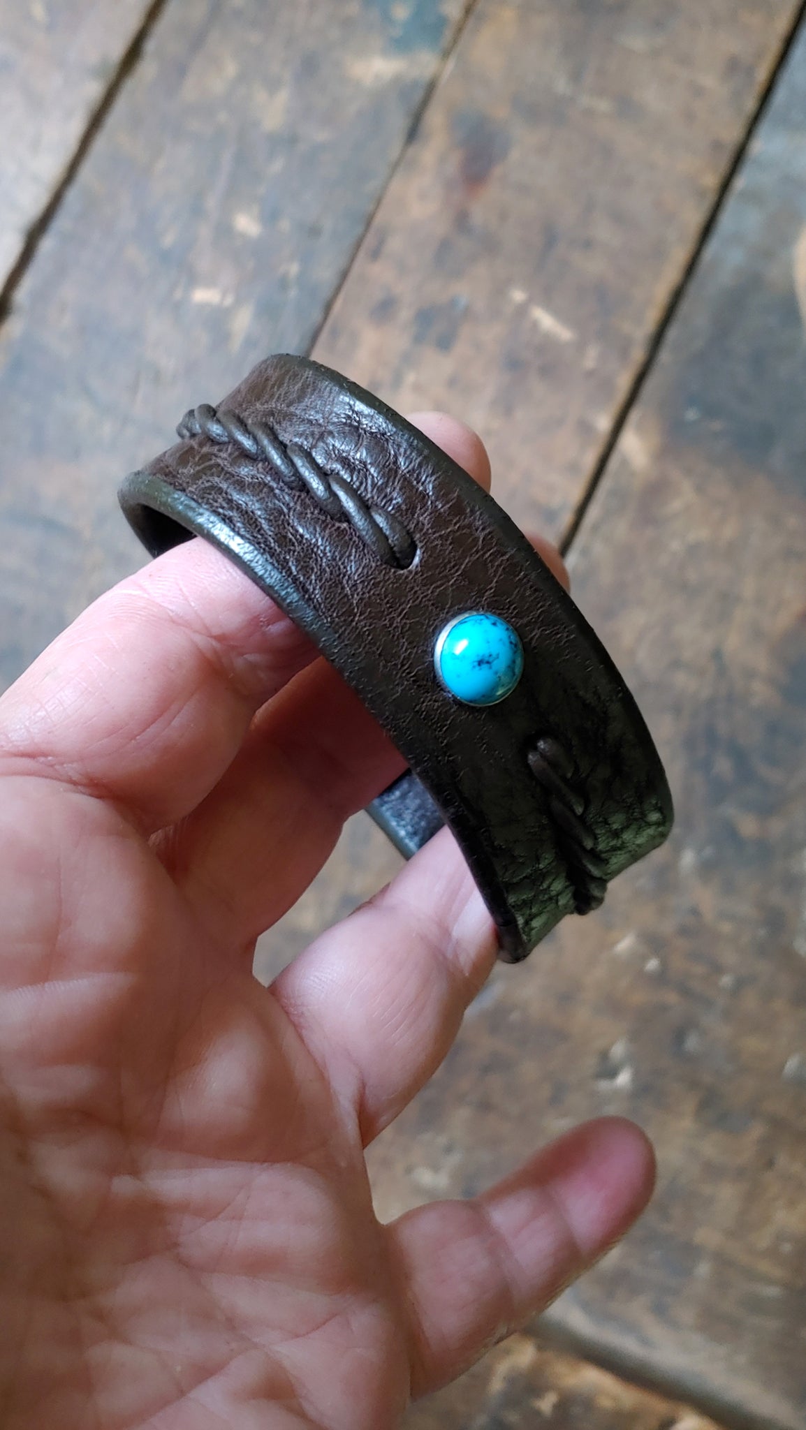 WIDE Reyes Turquoise Leather Bracelet | Men's Women's Braided Leather Bracelet  - SS1118-W