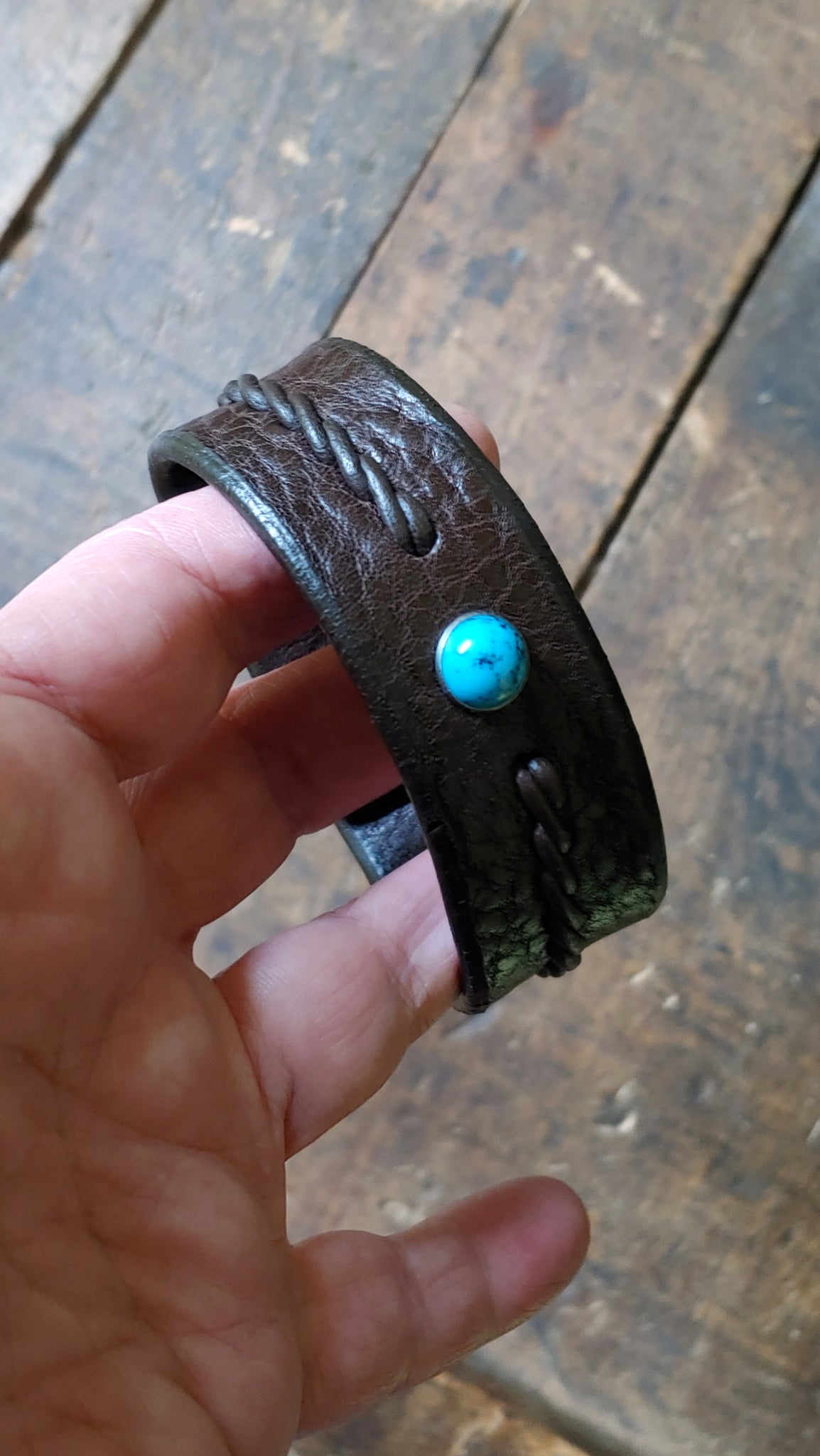 WIDE Reyes Turquoise Leather Bracelet | Men's Women's Braided Leather Bracelet  - SS1118-W