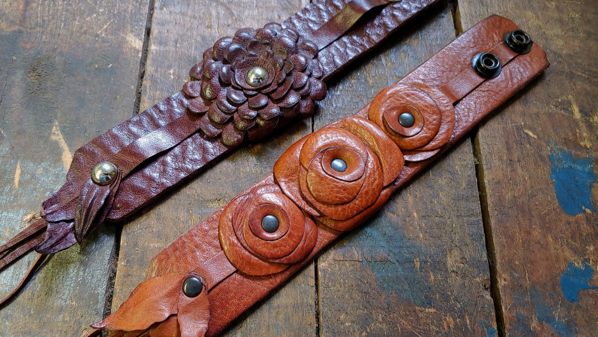 Autumn Rose Leather Flower Cuff - SS1081