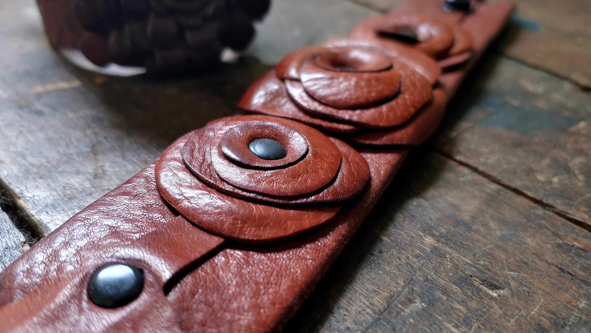 Autumn Rose Leather Flower Cuff - SS1081