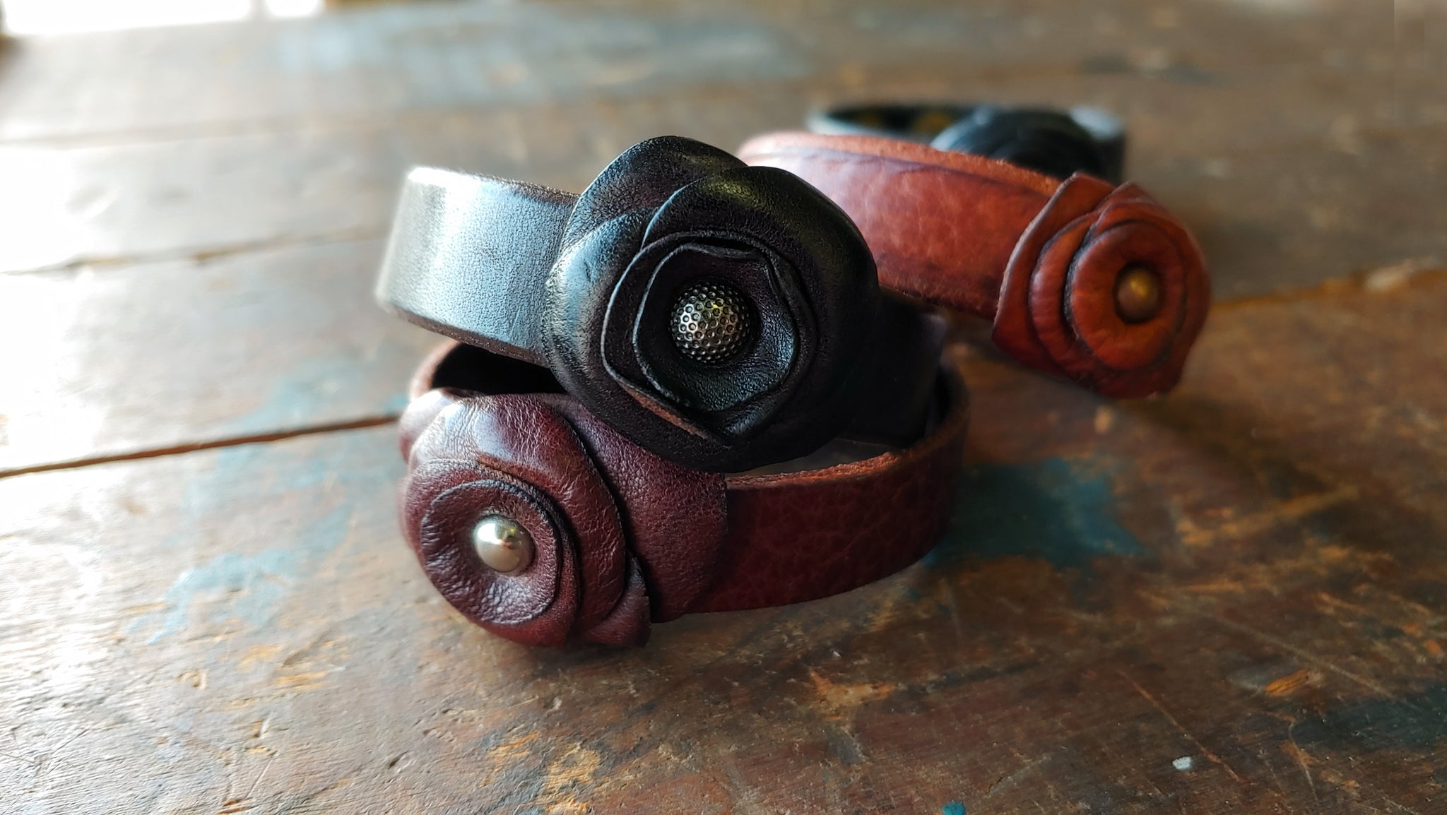 Lil Autumn Rose Leather Flower Bracelet - SS1081-L