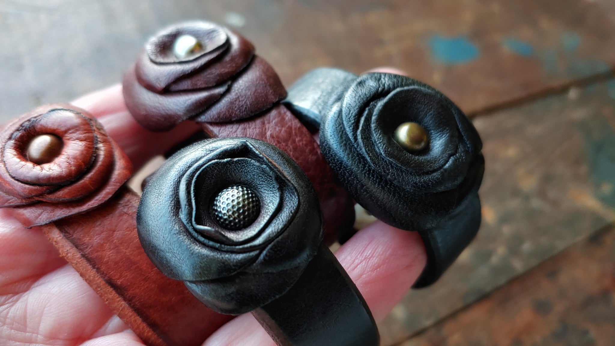 Lil Autumn Rose Leather Flower Bracelet - SS1081-L