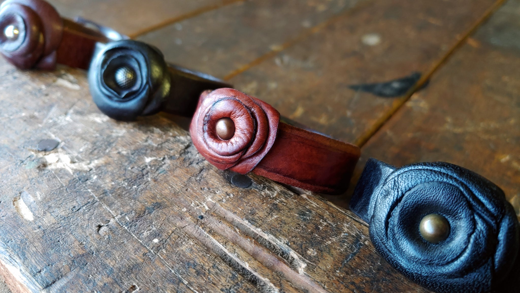 Lil Autumn Rose Leather Flower Bracelet - SS1081-L