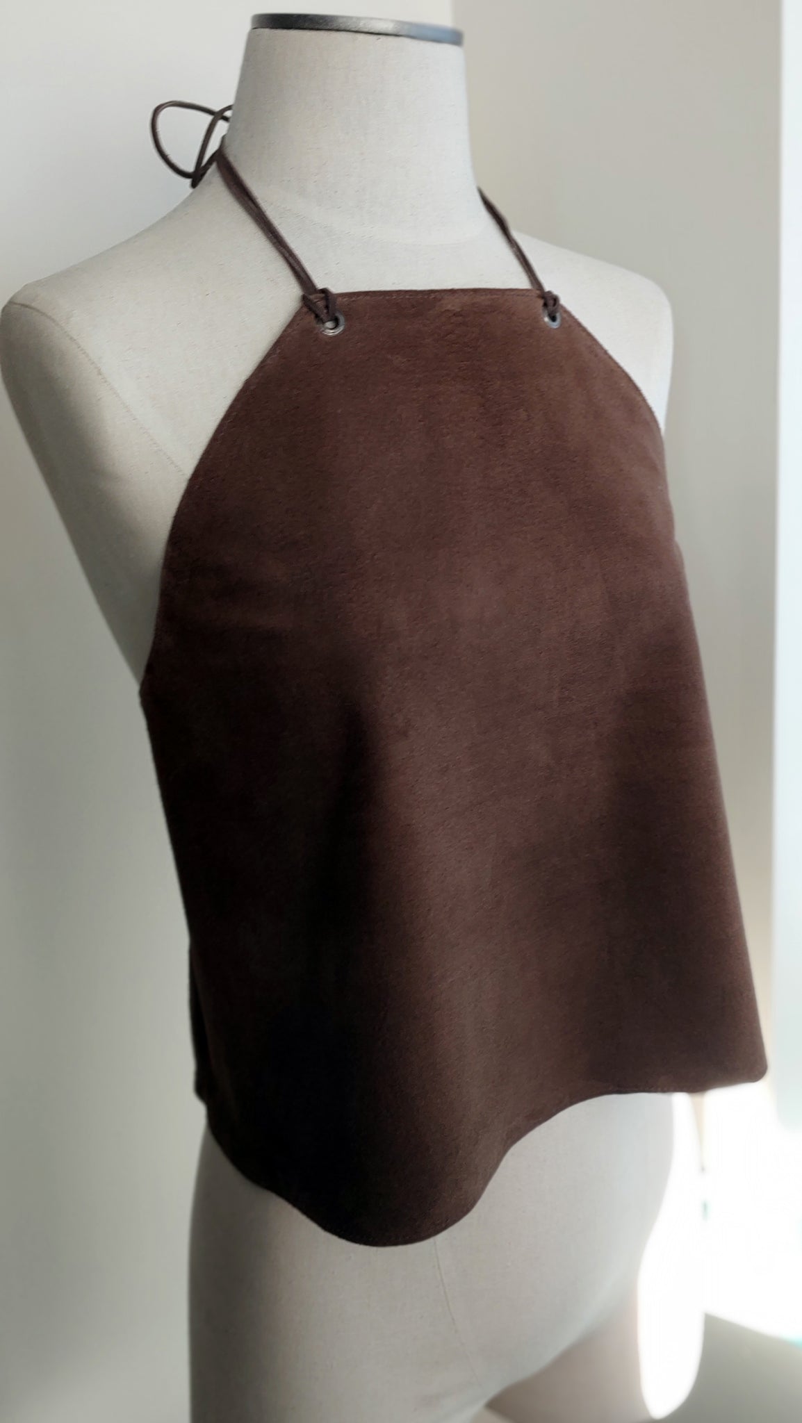 Sequoyah Backless Leather Halter Top - Deep Scoop Cowl or Square Neck - SS1135