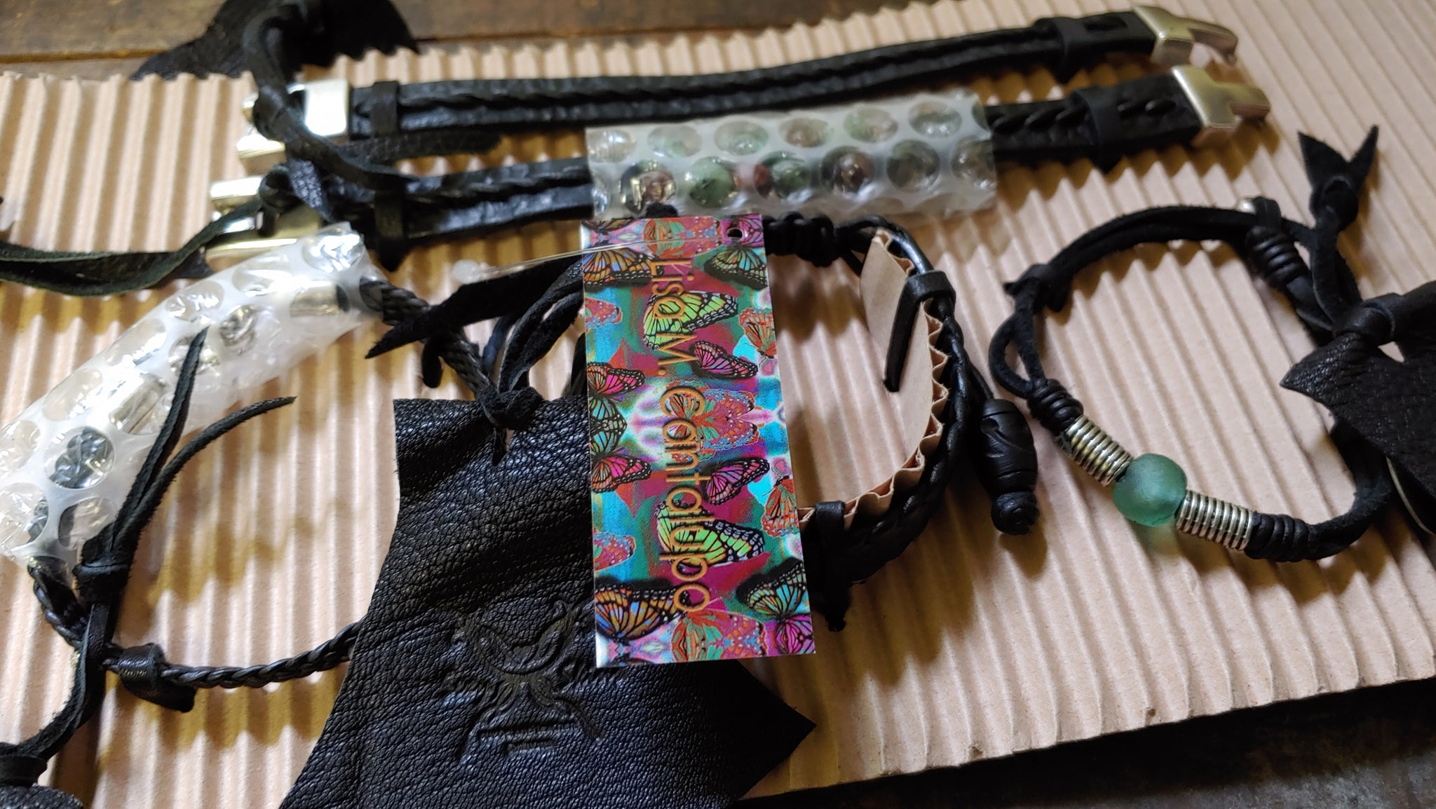 Tano, Black Leather Option w/ Silver beads packaging