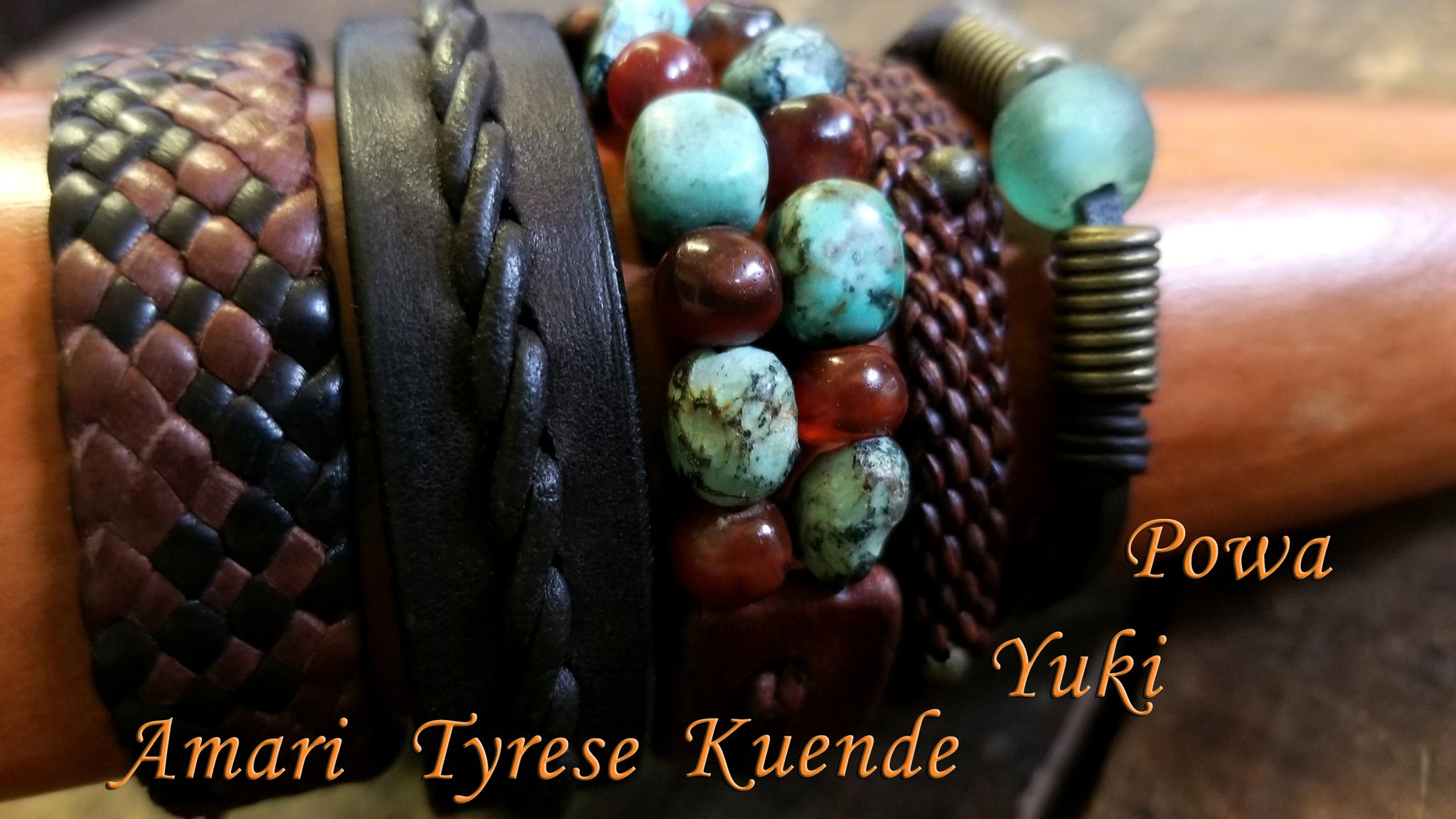 Yuki Hand Braided Leather Bracelet w/ Silver Lobster Clasp & Feather Charm - SS1127