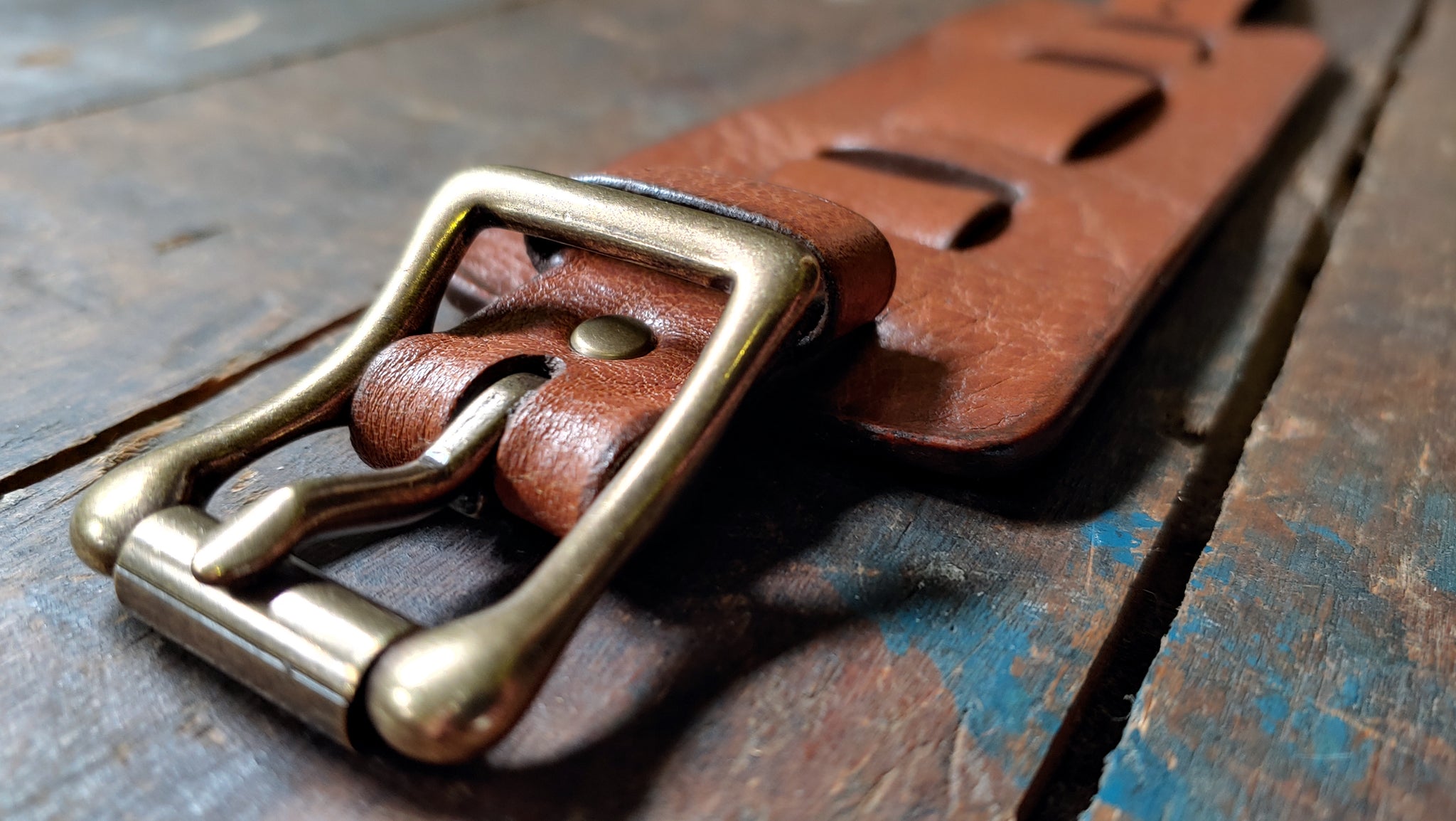 antique brass buckle on Extra Wide Bund Watchstrap for 48mm to 52mm watches 