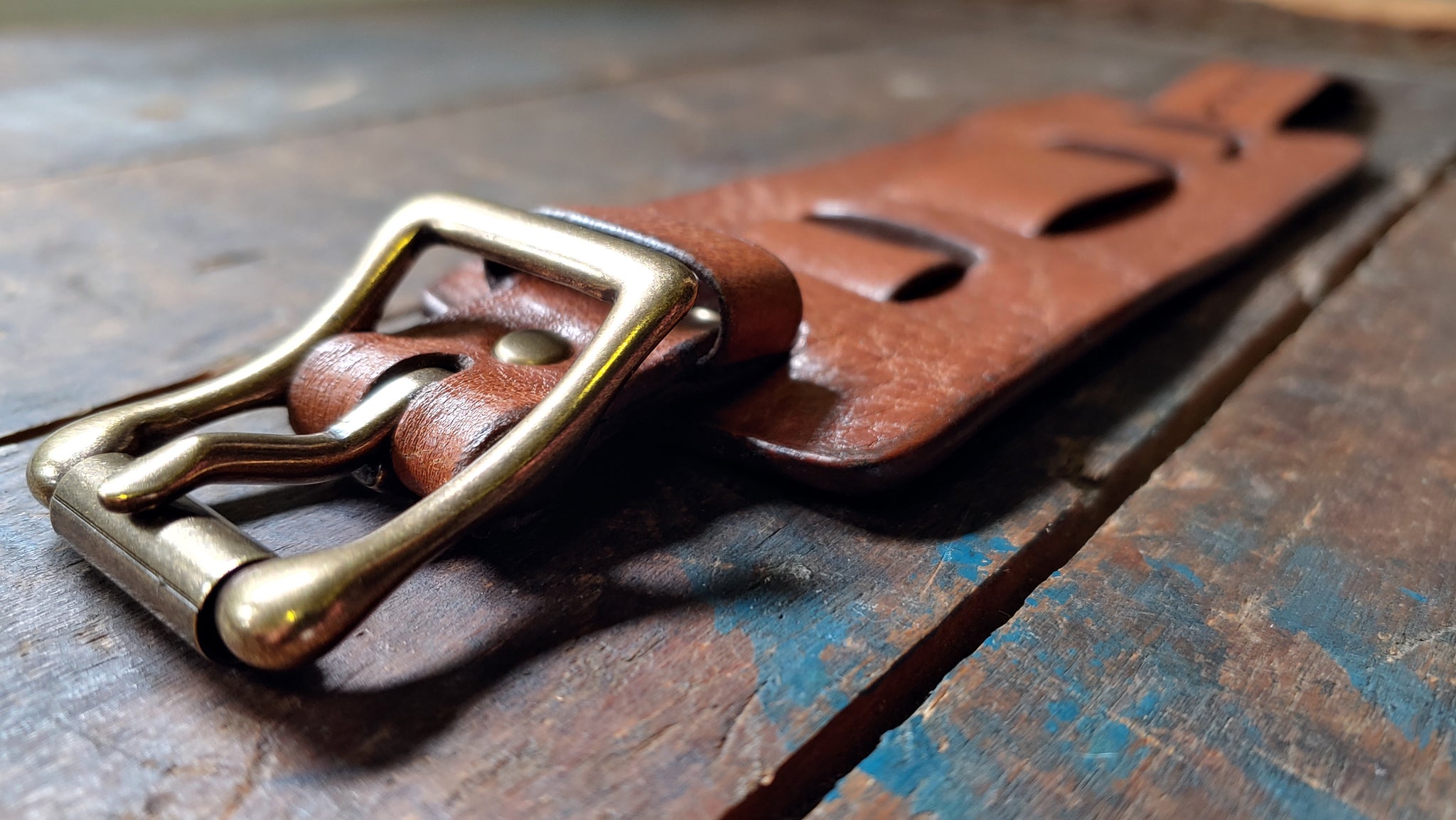 antique brass buckle on Extra Wide Bund Watchstrap for 48mm to 52mm watches