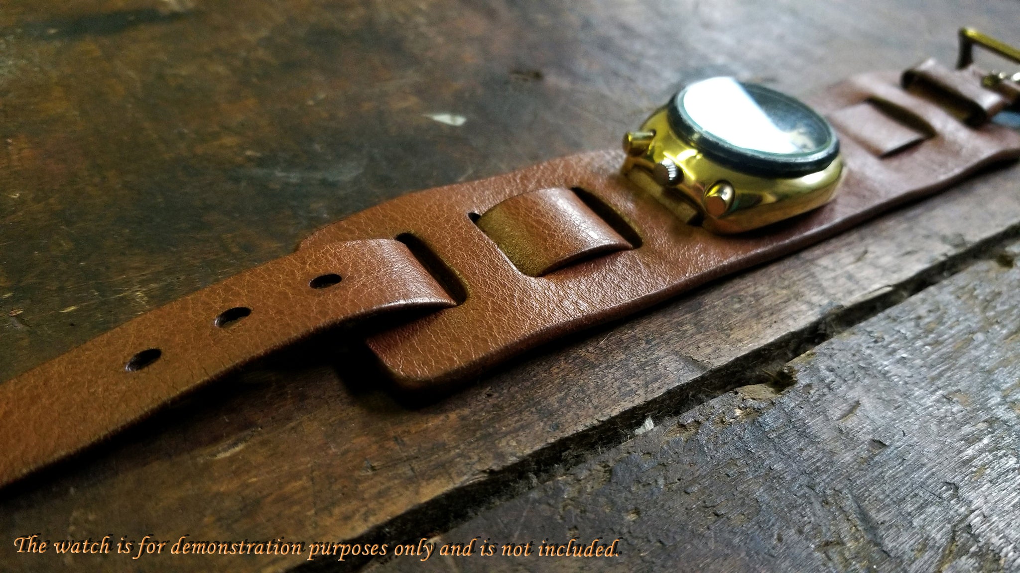bund style military watch band featuring a Citizens 8110 Bullhead like the one worn by Brad Pitt in the movie, "Once Upon a Time in Hollywood".